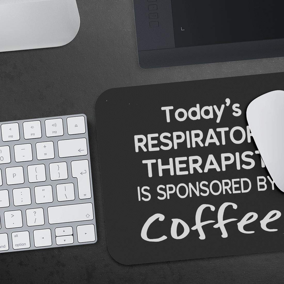 9 Inch Funny Coffee Themed Mousepad - Cute Cafe Design for Respiratory Therapists & Coffee Lovers - Perfect for Office, Gaming & Home Workspace