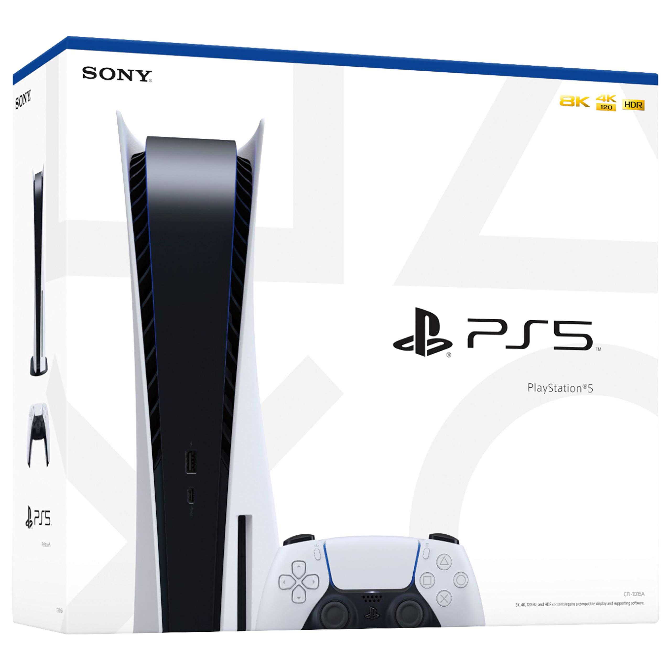 Sony PS5 PlayStation 5 Console Disc Version - 8-Core AMD Ryzen Zen CPU, 16GB GDDR6 RAM, 825GB SSD, Wireless Controller - Ultimate Gaming Experience for 4K HDR, VR & Next-Gen Games