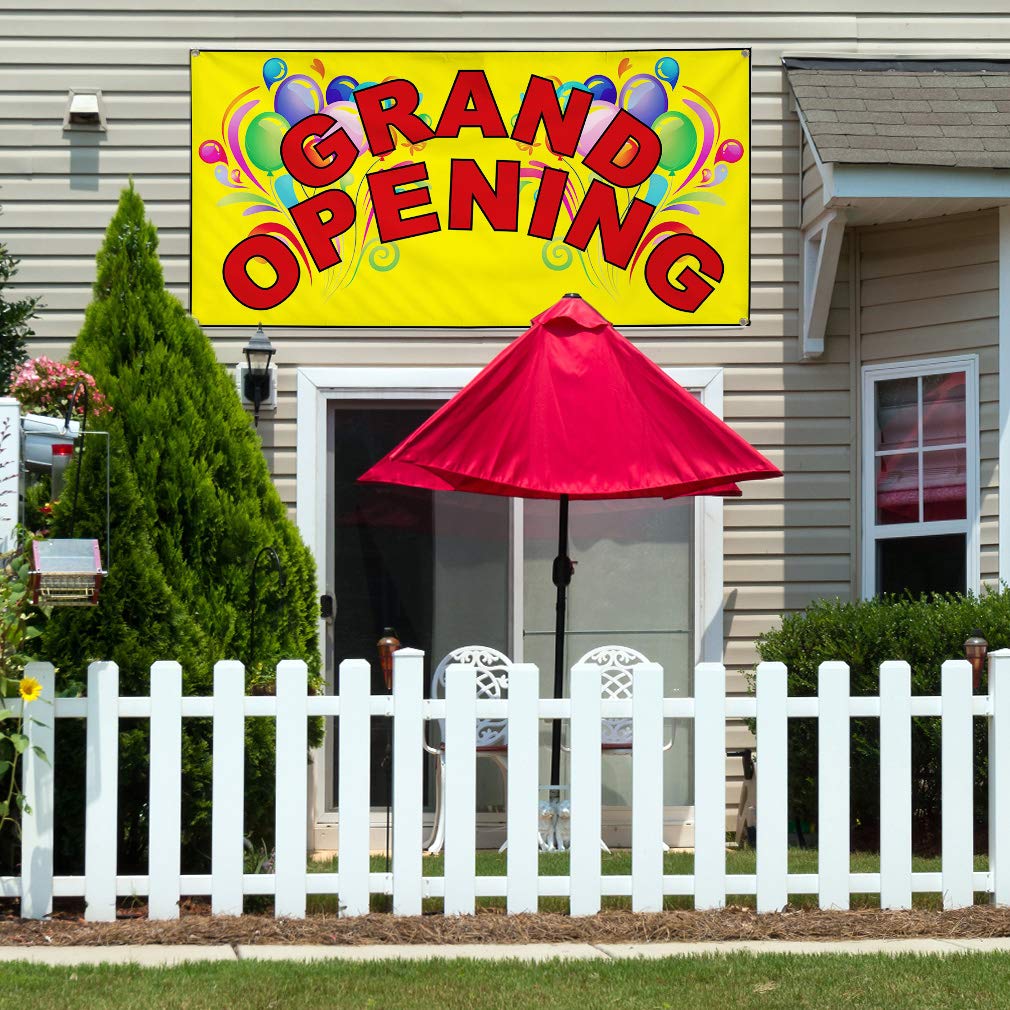 Grand Opening Vinyl Banner - 16x40in, 4 Grommets | Business Advertising Sign for Store Events