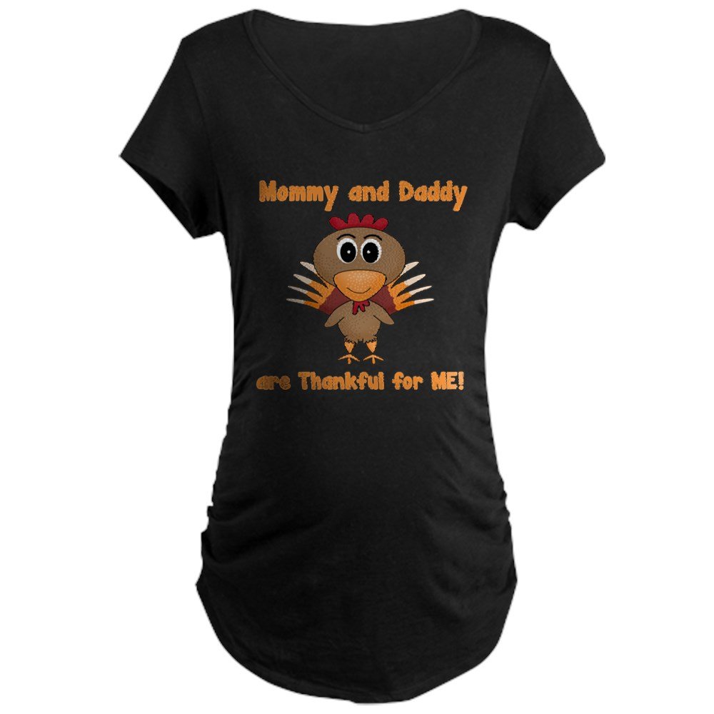 Thankful Turkey Maternity Dark T-Shirt for Pregnant Women - Comfortable Cotton Pregnancy Tee for Thanksgiving, Family Gatherings & Holiday Photos
