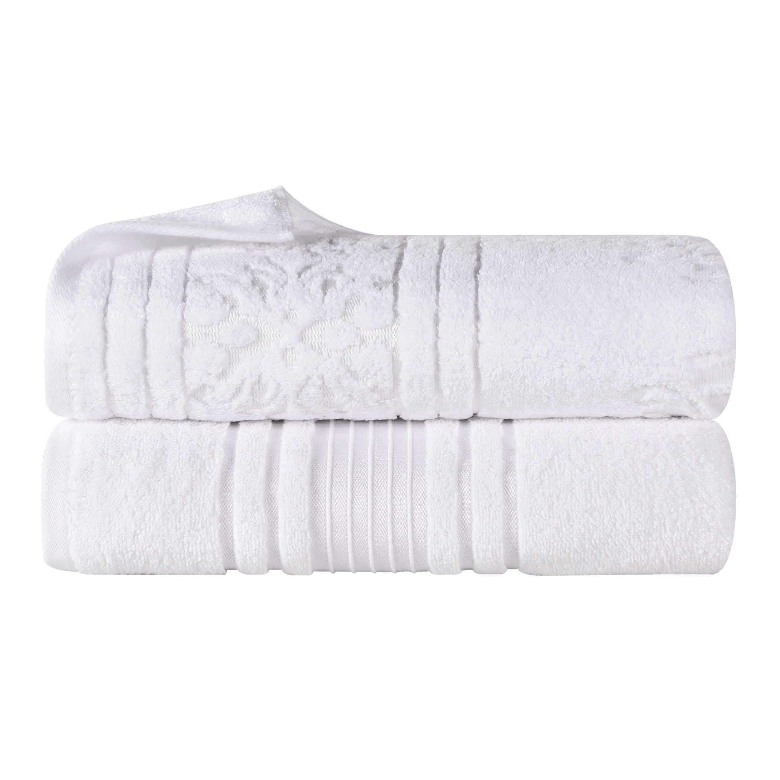 Premium 100% Zero Twist Cotton Bath Sheet Set of 2 - Ultra Soft & Absorbent Solid & Jacquard Floral Design - Luxury Bath Towels for Spa, Hotel & Home Use