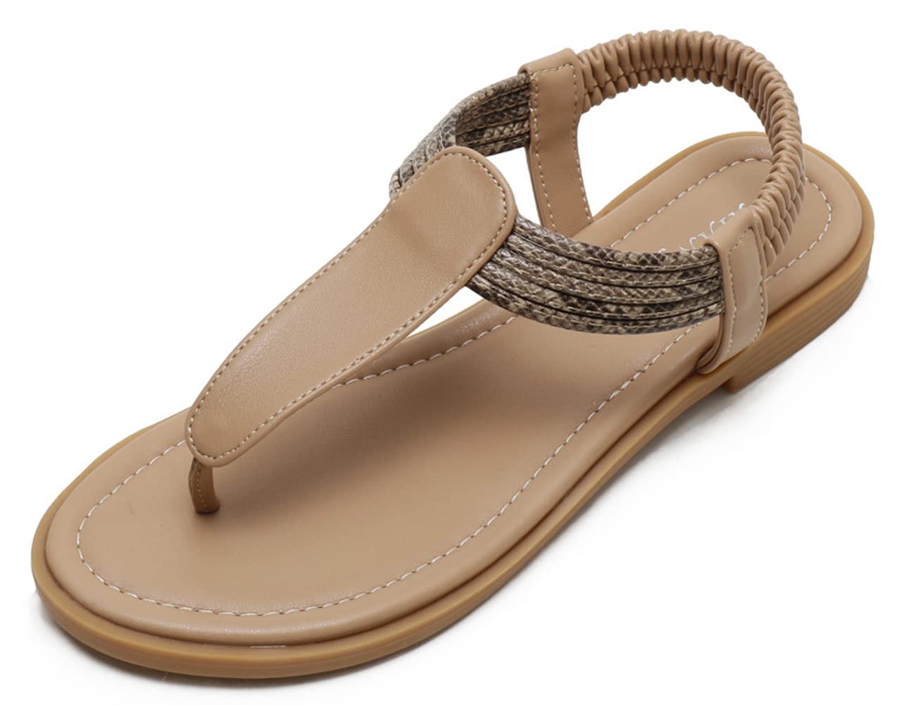 Women's Flat Sandals Snake Print Clip-On Bohemian Summer Sandals - Casual Ladies Beach Shoes for Vacation, Walking & Outdoor Activities