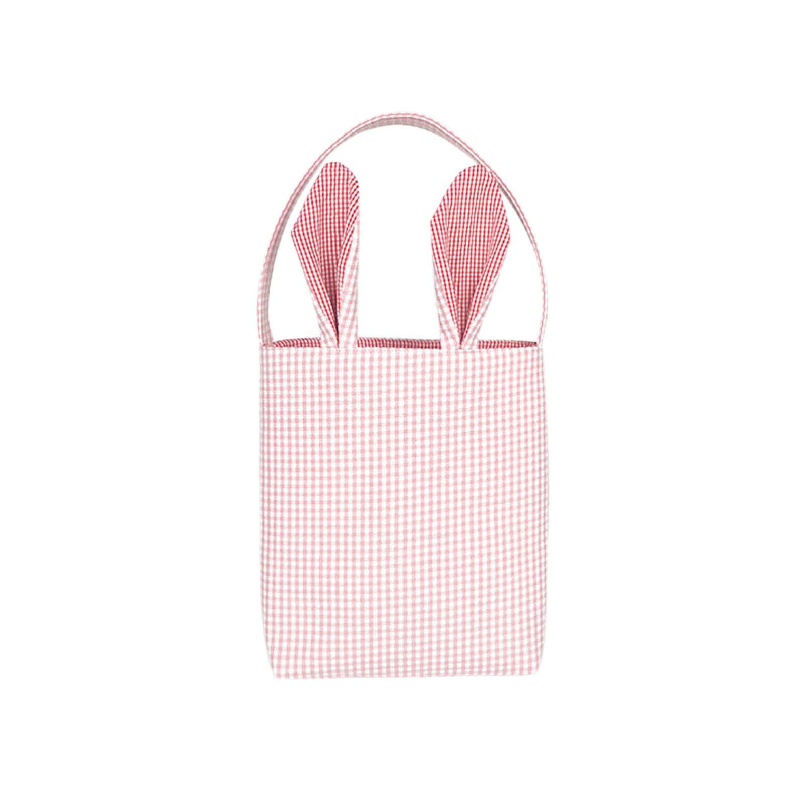 Easter Bunny Ears Printed Canvas Cloth Bag - Holiday Rabbit Gift Basket for Candy & Treats - Perfect for Easter Egg Hunts, Party Favors, and Spring Celebrations