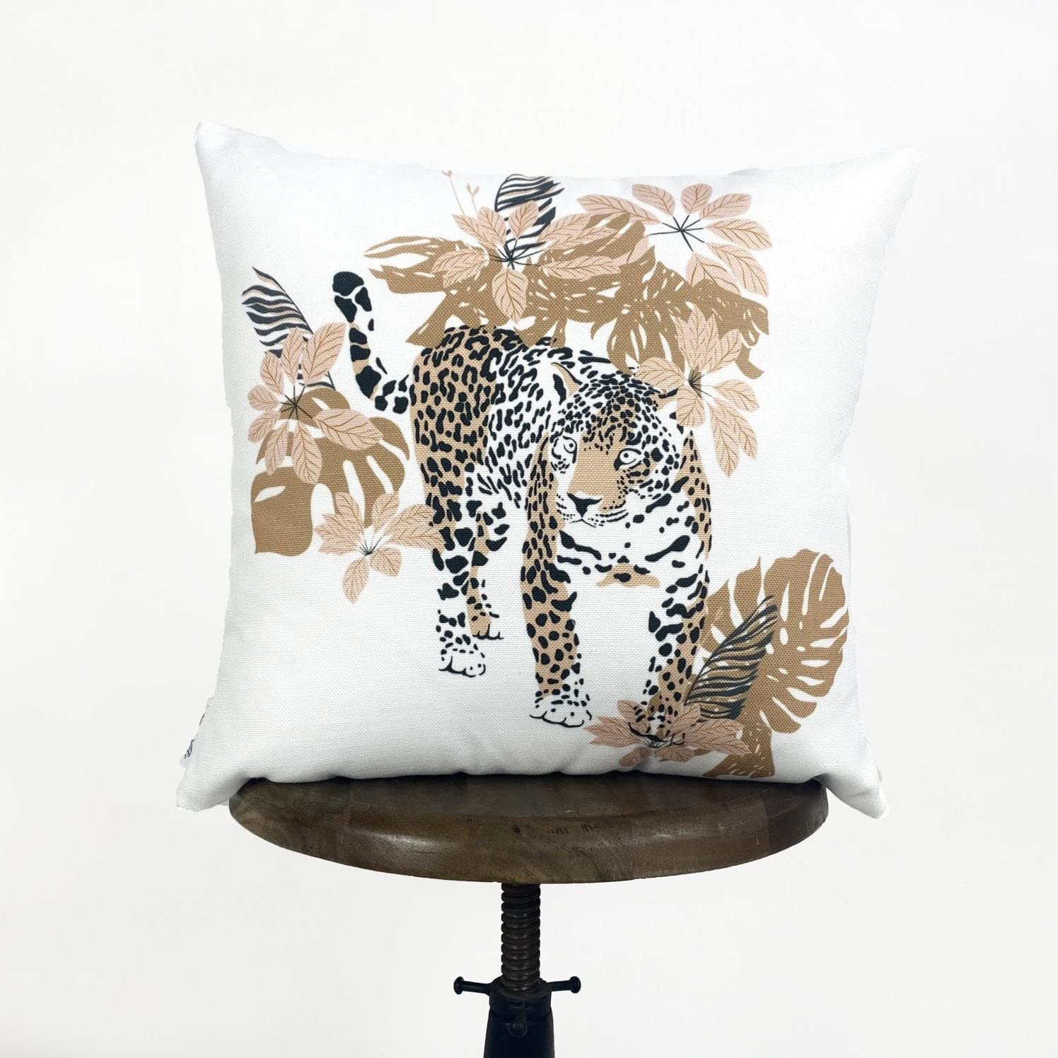 Leopard Print Decorative Throw Pillows with Leaves Design - Perfect for Home Decor, Bedroom, Living Room & Gift for Mom