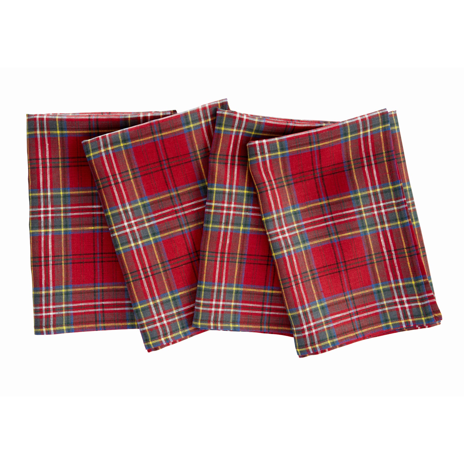 Classic Tartan Plaid Napkins - Set of 4 Premium Cotton Table Linens for Christmas Dinner, Thanksgiving & Holiday Parties