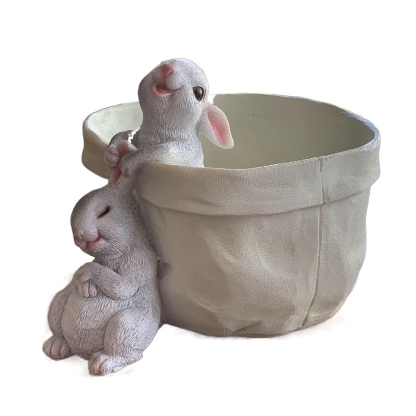 Cute Bunny Garden Statue - Realistic Flower Pot Decor for Balcony, Patio & Landscaping - Small Animal Potted Plant Decoration for Outdoor & Indoor Use - Perfect for Home, Garden & Office Decor