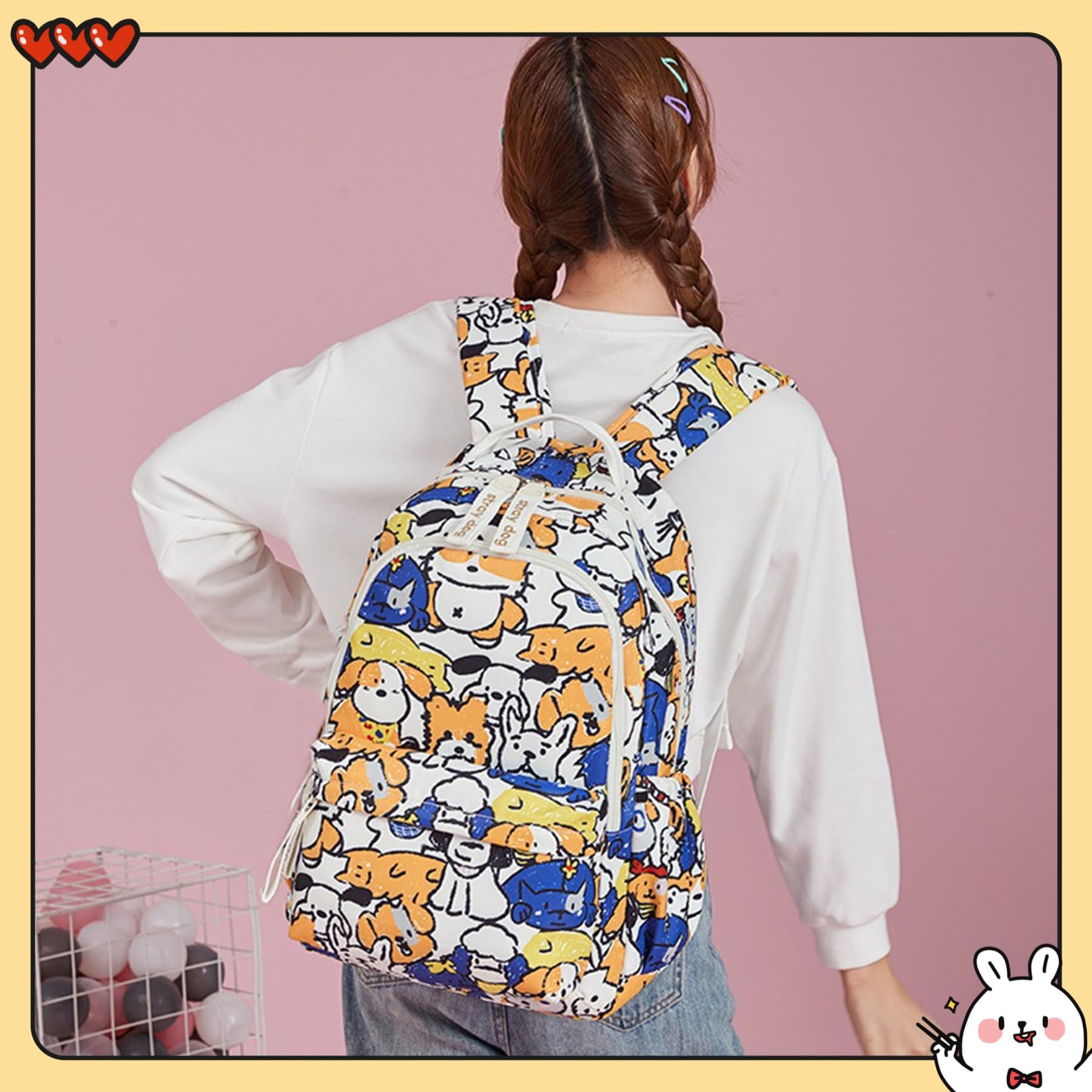 Cute Dog Print Backpack for Kids - Durable School Bookbag for Elementary Students (Boys & Girls) - Perfect for School, Travel & Daily Use