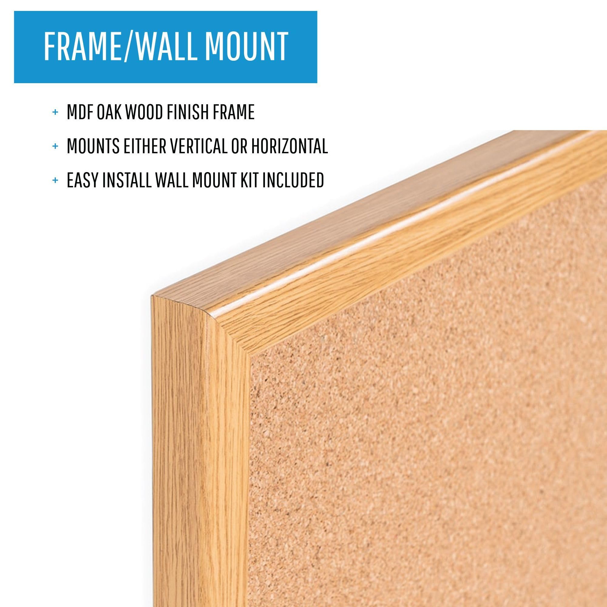 MasterVision Maya Series Self-Healing Cork Bulletin Board - 36x48 Inch Wall Mounted Push Pin Notice Board with Wood Frame - Perfect for Office, Classroom & Home Organization