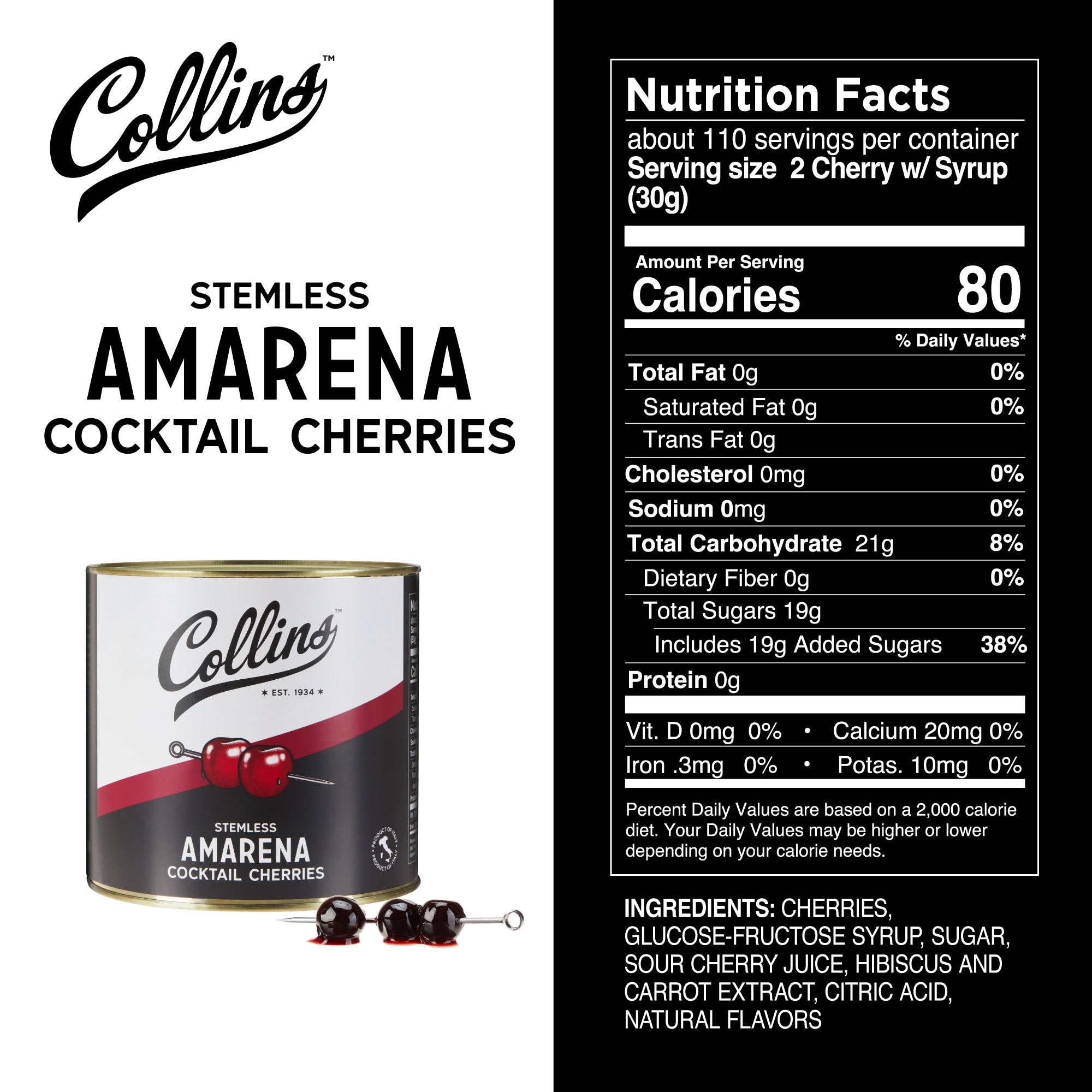 Premium Amarena Cherries in Heavy Syrup - 7 lb Bulk Jar (28 Servings) | Perfect for Desserts, Cocktails, Ice Cream Toppings & Gourmet Baking