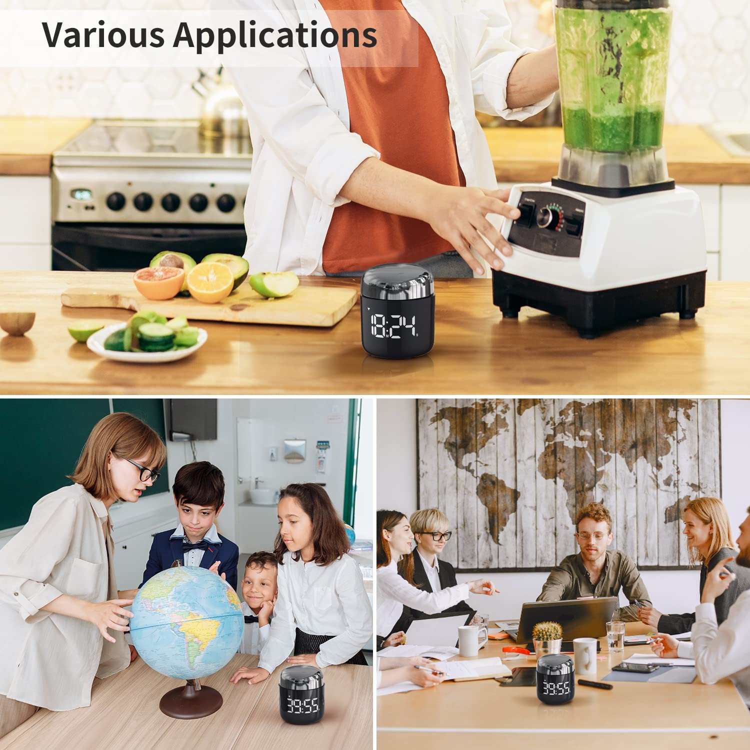 MeesMeek Digital Kitchen Timer with Large LED Display - Countdown/Countup Timer with Adjustable Volume for Cooking, Baking, Classroom & Office Use (Silver) - Perfect for Home Chefs, Teachers & Students