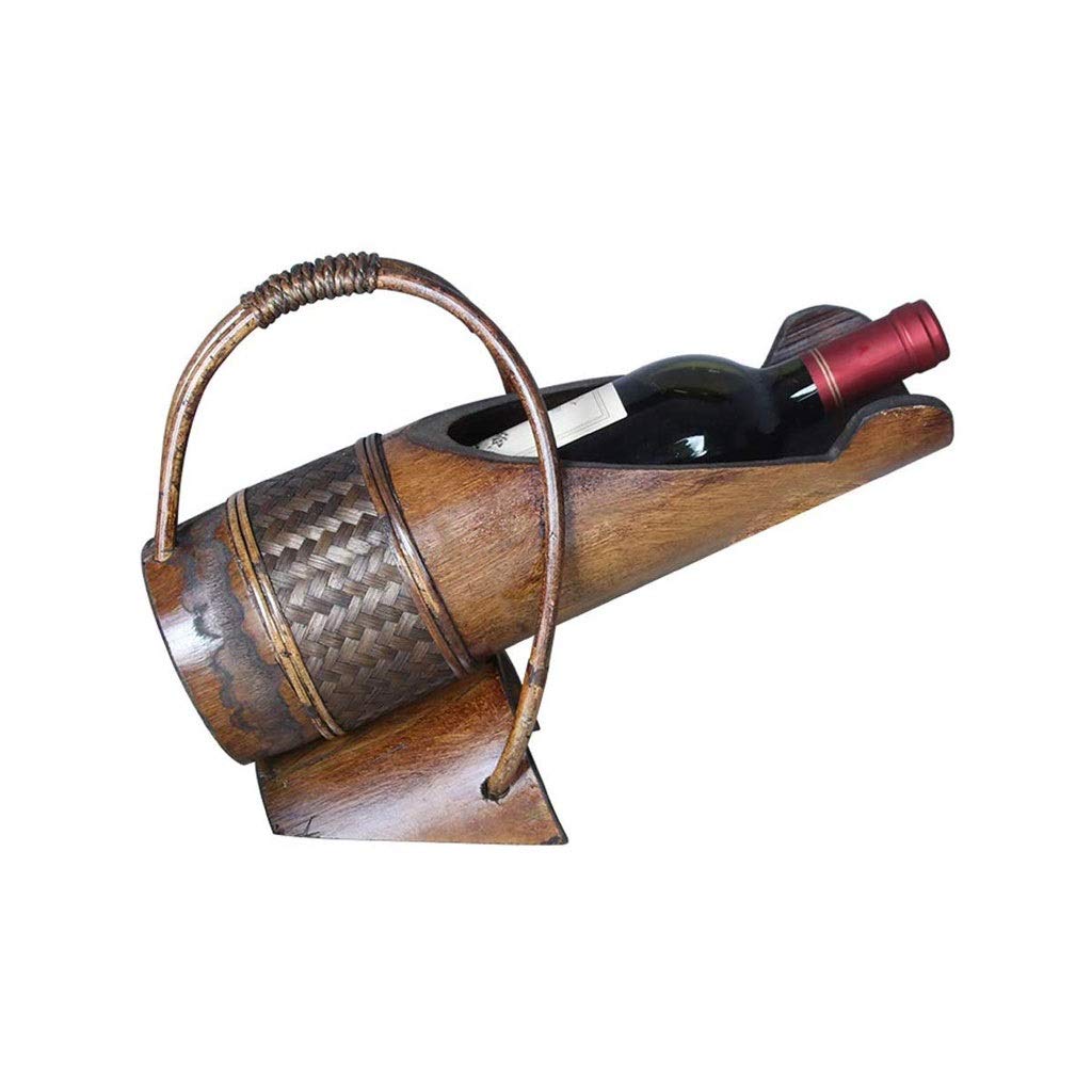 Vintage Bamboo Tabletop Wine Rack - 6 Bottle Countertop Wine Storage Holder for Kitchen, Bar, Restaurant & Home Decor | Compact Wine Cabinet for Counter, Cellar & Dining Room Display