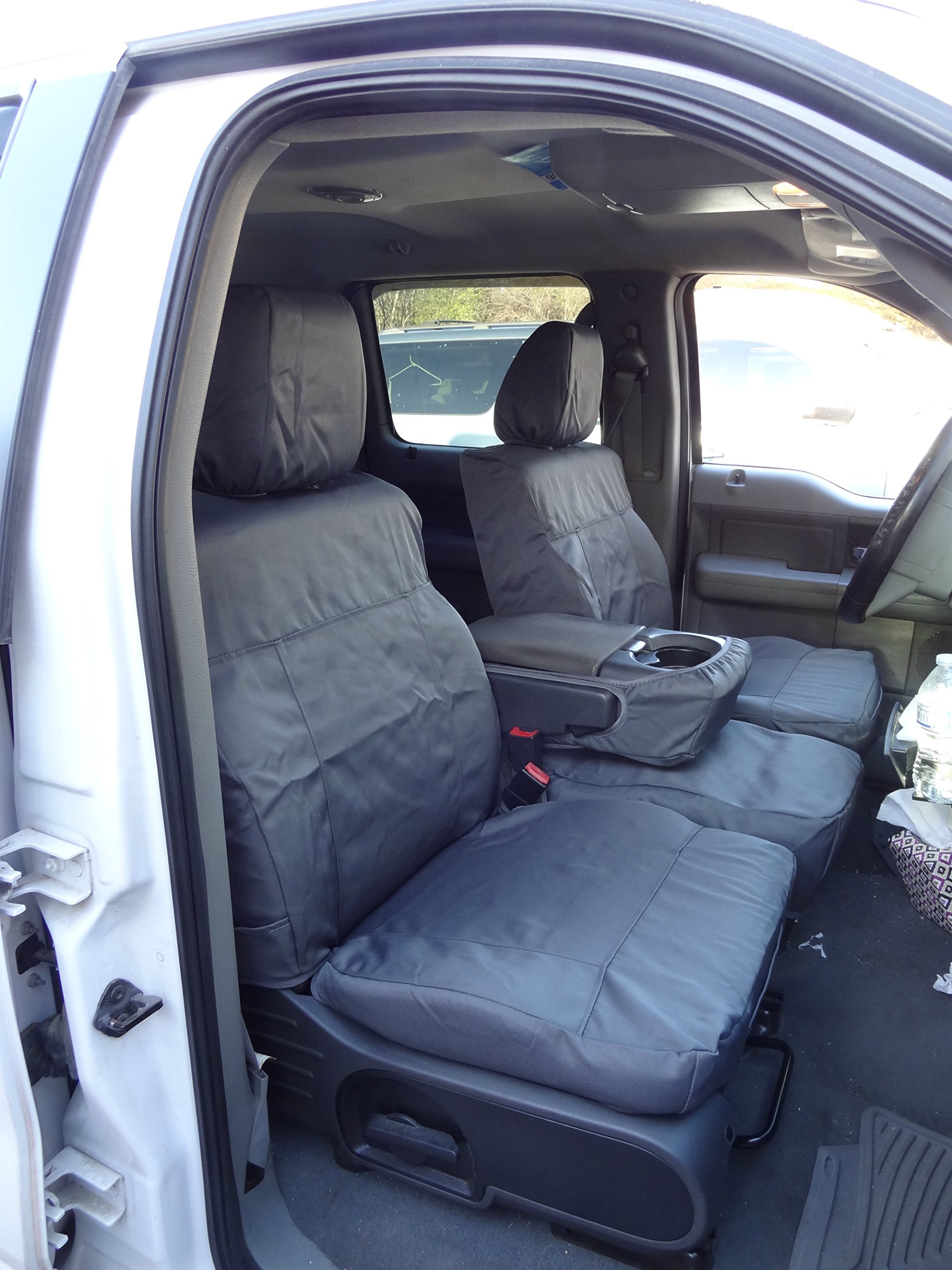 Premium Durafit Seat Covers for 2004-2008 Ford F150 SuperCrew - Custom Fit 40/20/40 Split Front Seats with Adjustable Headrests & Center Console Access - Gray Endura Fabric - Perfect for Truck Protection & Off-Road Adventures