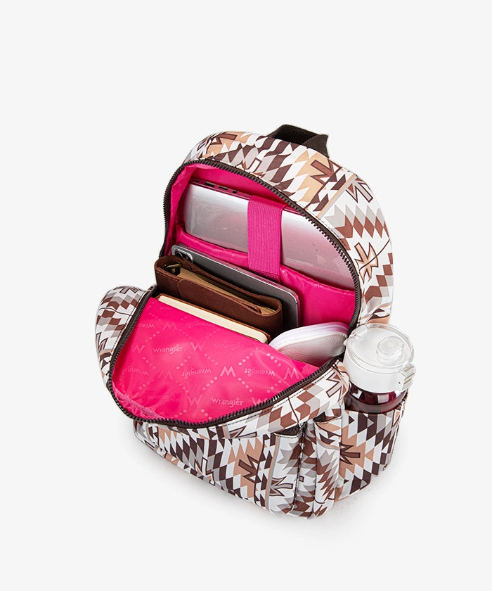 Wrangler Aztec Printed Diaper Bag Backpack - Stylish & Spacious Baby Essentials Organizer for Moms | Perfect for Travel, Daycare & Family Outings