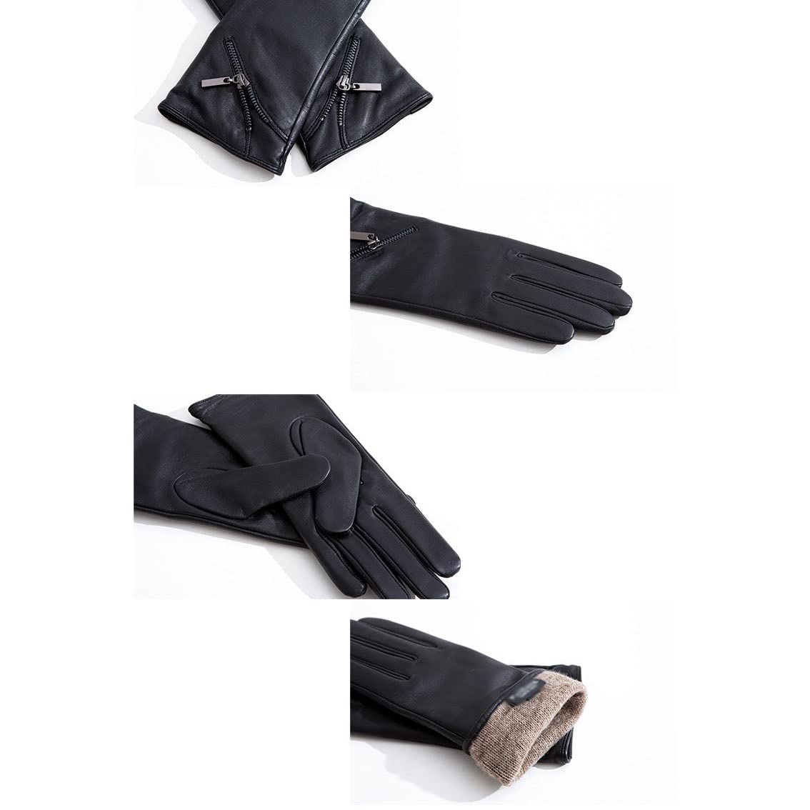 Premium Genuine Leather Winter Gloves for Women - Warm Cashmere & Wool Blend Lining, Touchscreen Compatible, Windproof Driving Gloves (Black, Medium) | Perfect for Outdoor Activities, Commuting & Cold Weather Fashion