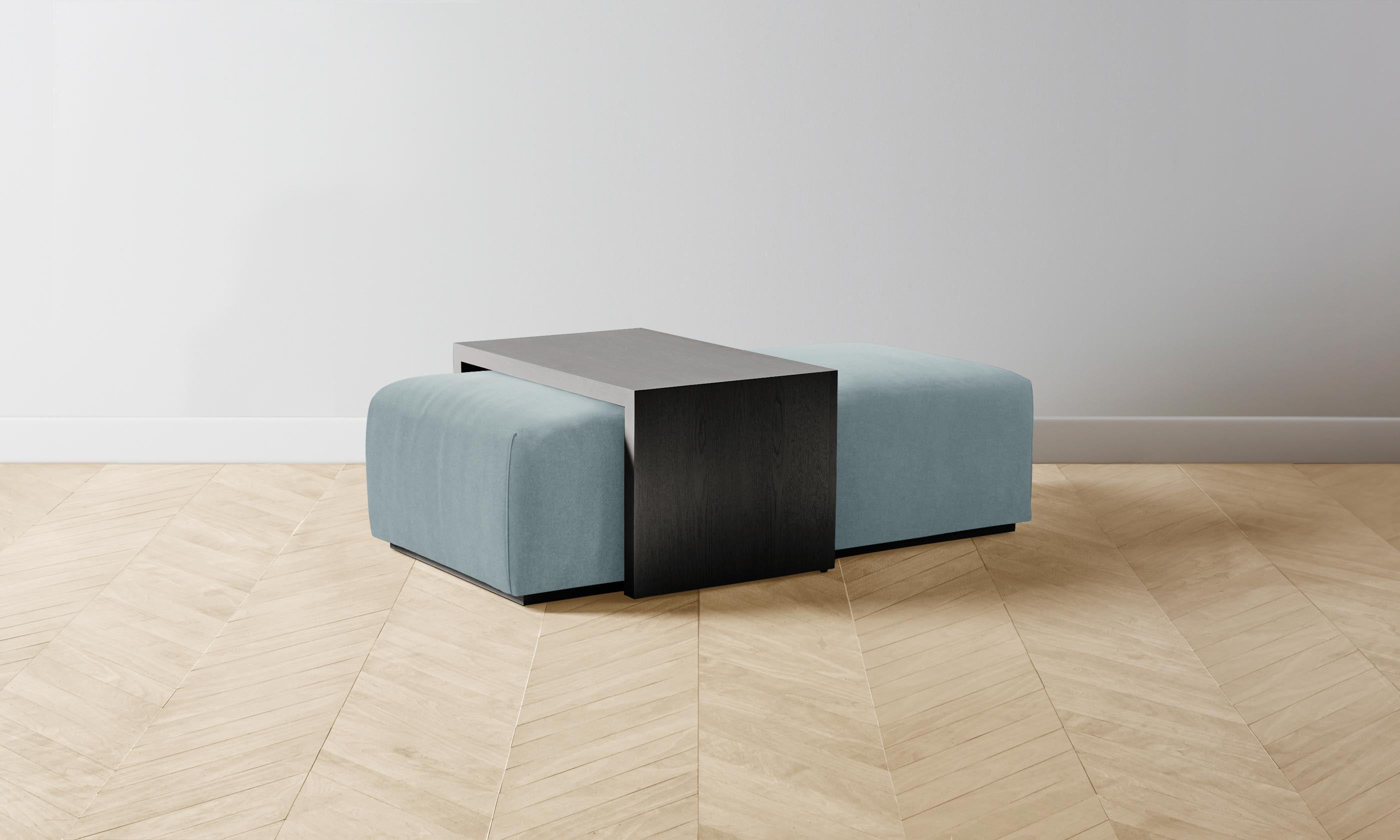 The Bowery Ottoman in Luxurious Mohair Fabric - Slate Blue Color | Perfect for Living Room, Bedroom & Home Decor