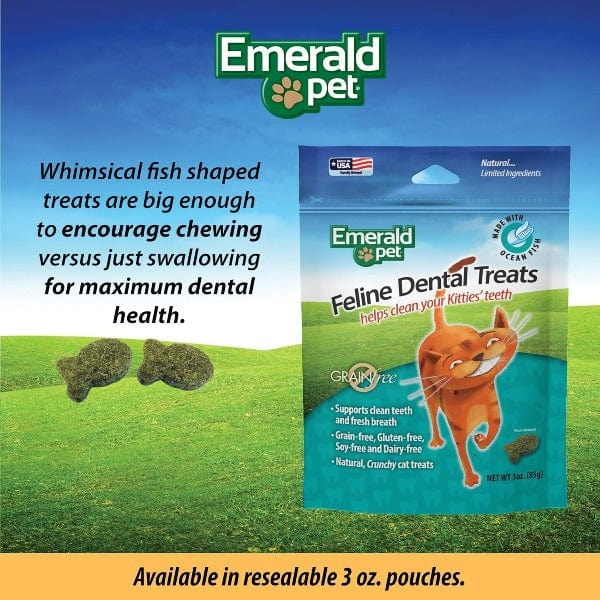 Emerald Pet Grain-Free Catnip Dental Treats for Cats - Healthy Teeth & Fresh Breath - Perfect for Playtime & Training Rewards
