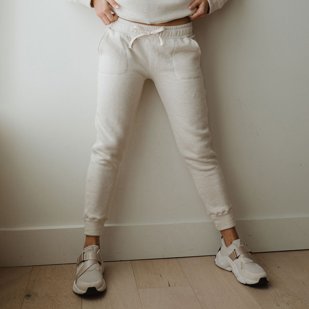 Comfortable At Ease Joggers for Women & Men - Soft Birch Color Casual Lounge Pants - Perfect for Yoga, Running, and Relaxing at Home