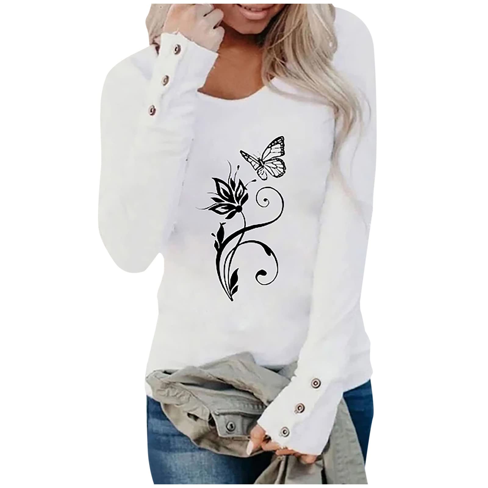 Stylish Women's Summer Gradient Print Round Neck Long Sleeve Blouse - Perfect for Office Wear, Date Nights & Casual Outfits