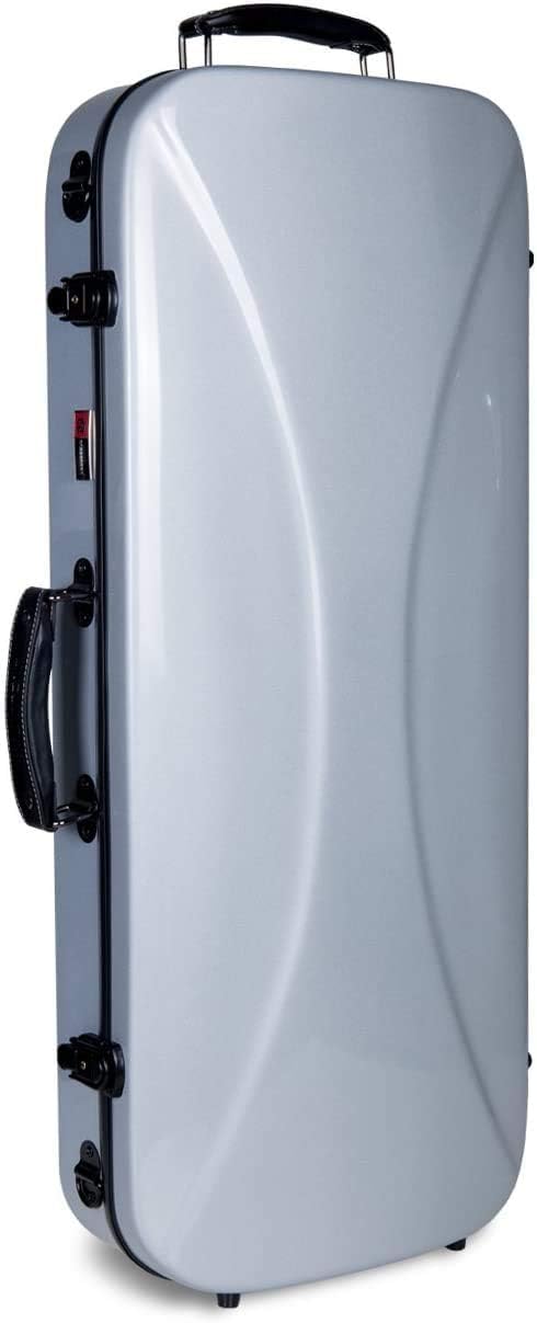 Crossrock CRF1020DVSL Silver Fiberglass Violin Case - Backpack Style for 4/4 Full Size Violins | Durable & Lightweight Protection for School, Travel & Performances