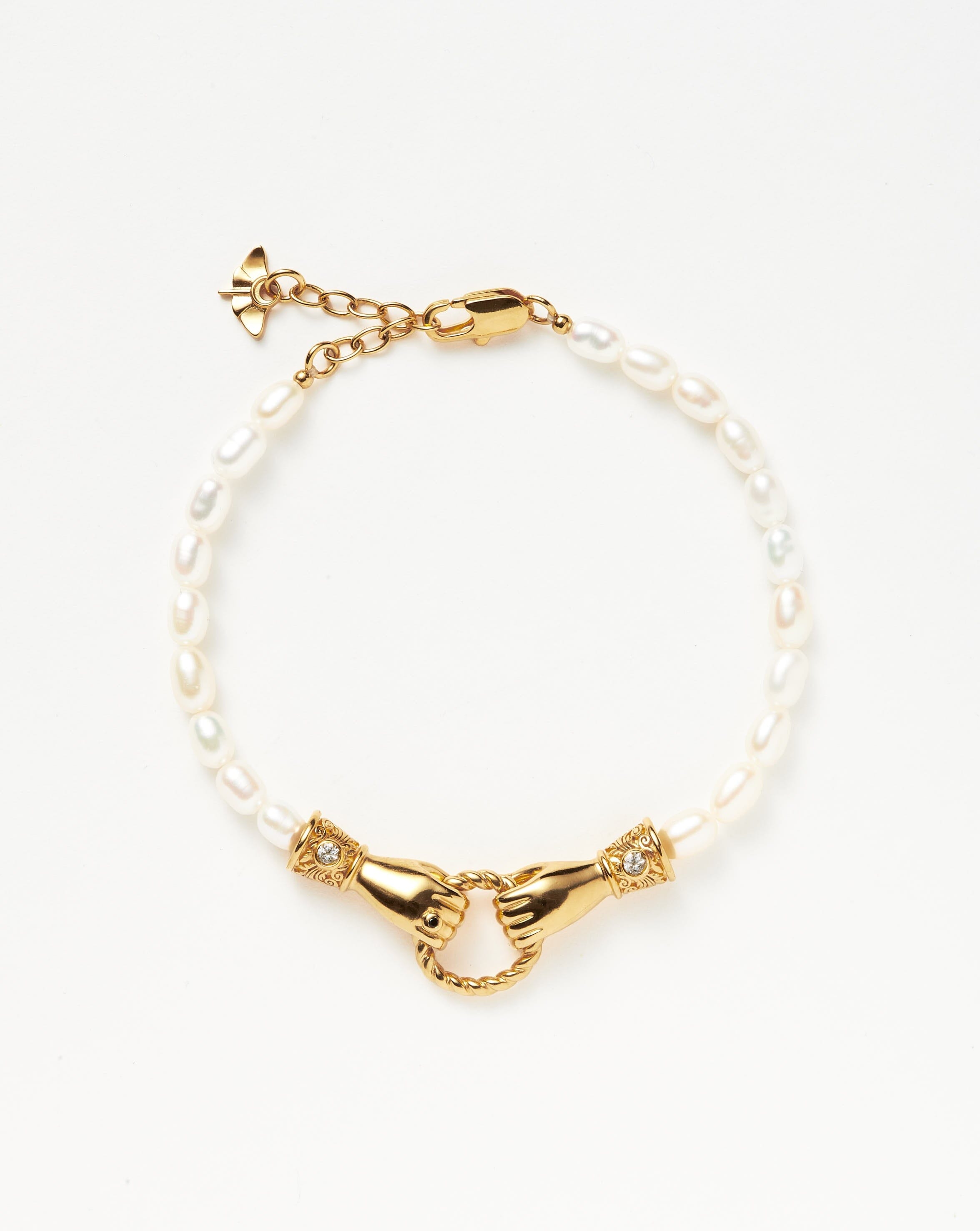 Harris Reed In Good Hands Pearl Bracelet - 18k Gold Plated, Pearl & Black Onyx Jewelry for Women | Elegant Gift for Birthday, Anniversary & Special Occasions