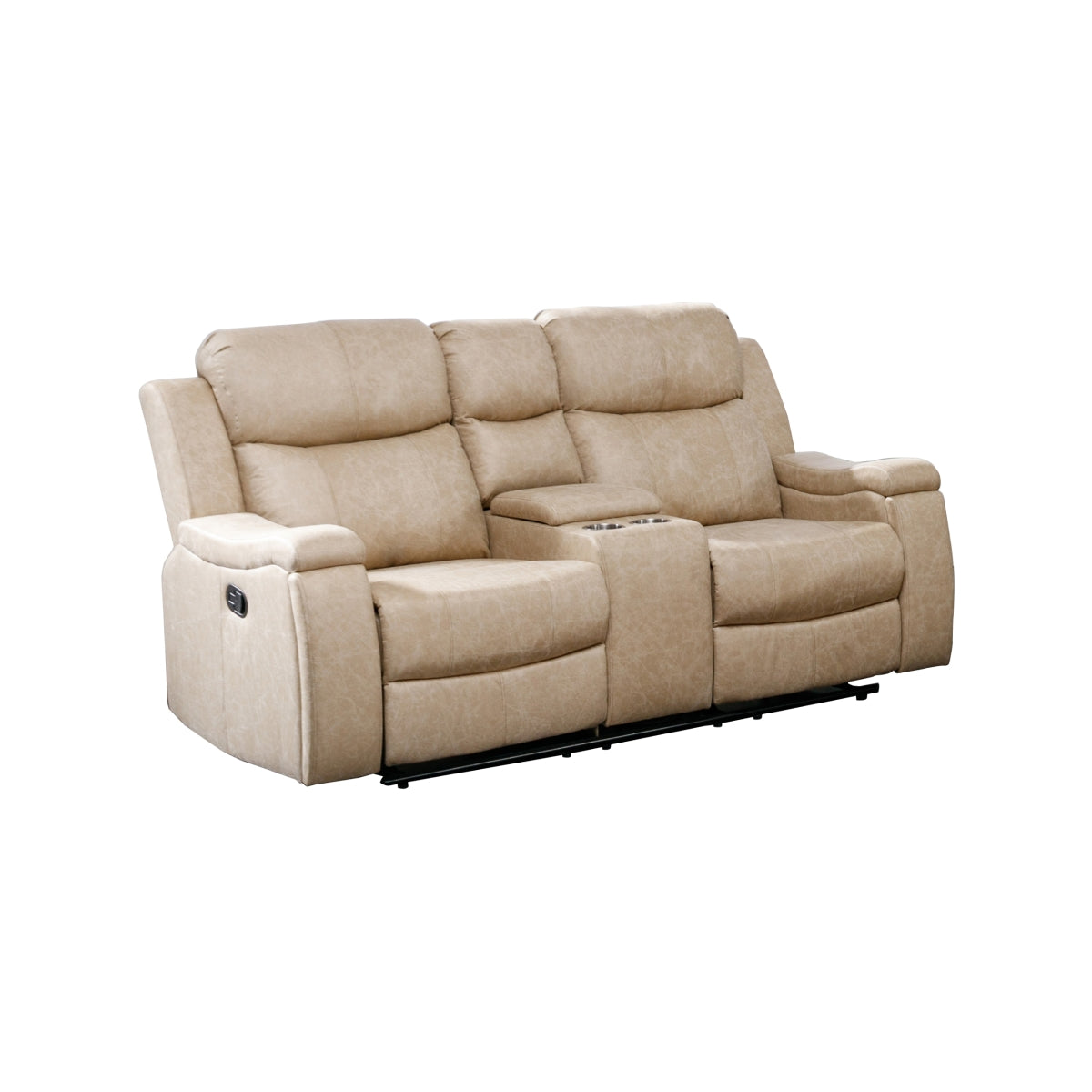 Bradford Reclining Console Loveseat - Modern Reclining Sofa with Cup Holders & USB Ports for Living Room, Home Theater & Game Room Relaxation