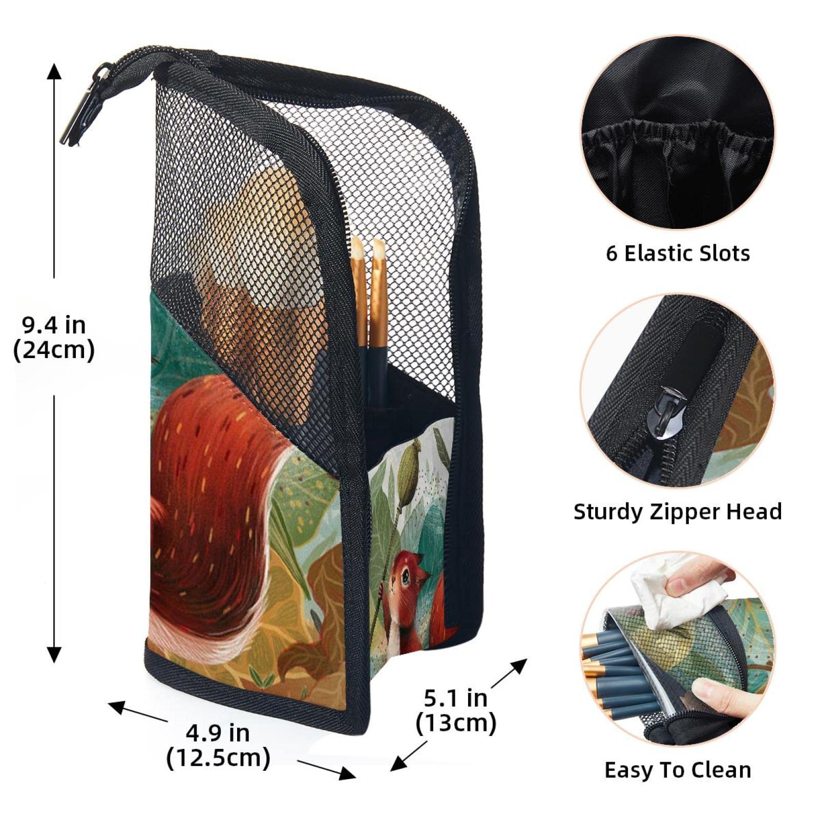 Premium 12-Piece Makeup Brush Organizer Bag with Animal Jungle Leaf Design - Portable Makeup Brush Holder Case for Travel & Professional Makeup Artists
