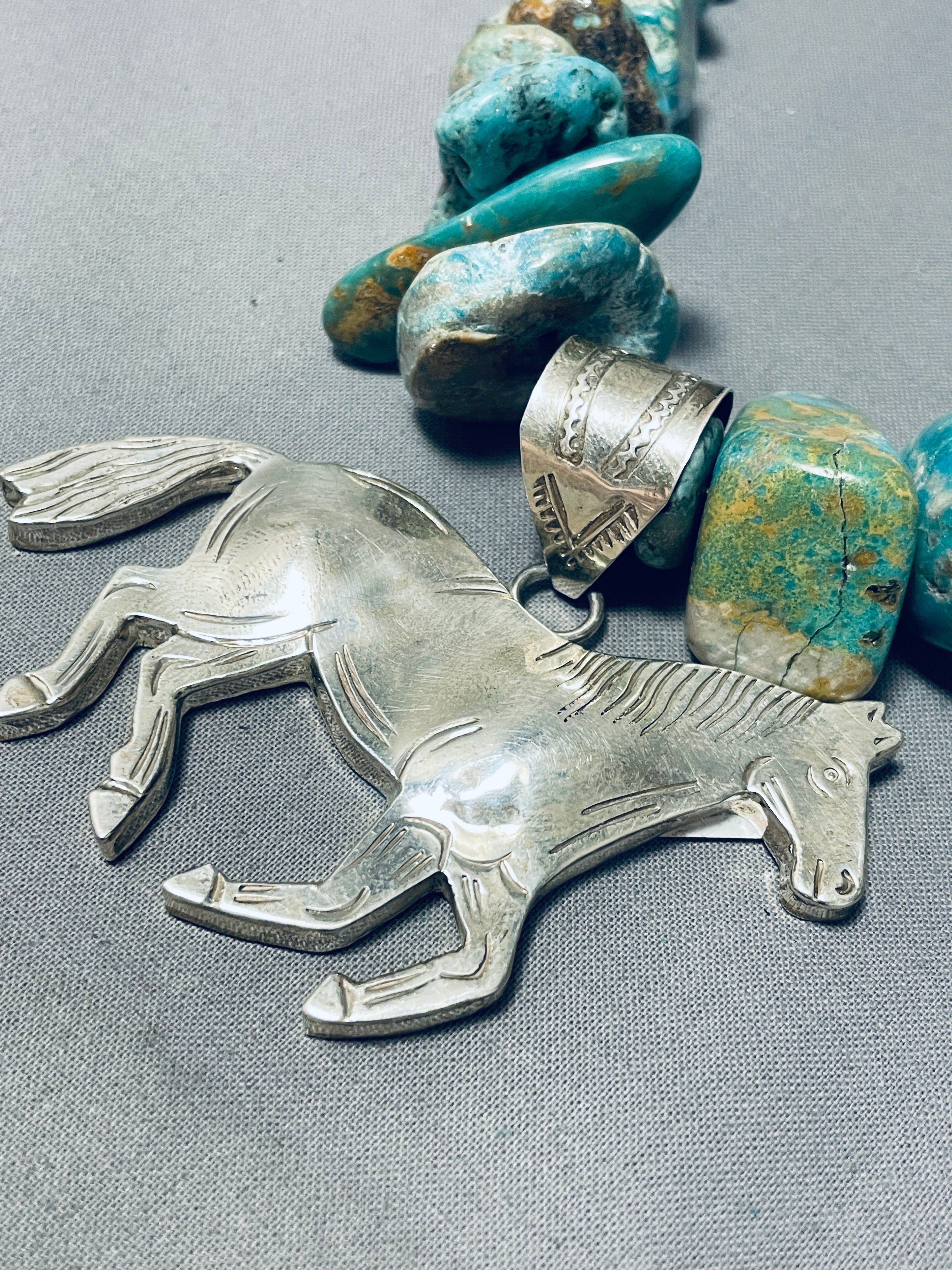 Authentic 176g Navajo Turquoise Sterling Silver Necklace - Handmade Native American Jewelry for Women, Perfect for Boho Fashion & Special Occasions