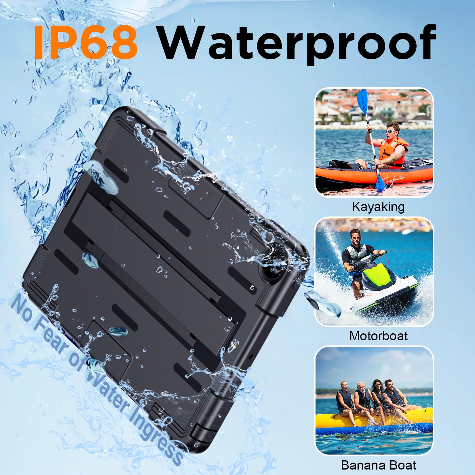 Military Grade Shockproof iPad Case for iPad 9th/8th/7th Gen (2021/2020/2019) 10.2 Inch - IP68 Waterproof, Drop Proof Protection with Built-in Screen Protector, Stand & Hand Strap - Perfect for Outdoor Adventures, Travel & Daily Commuting