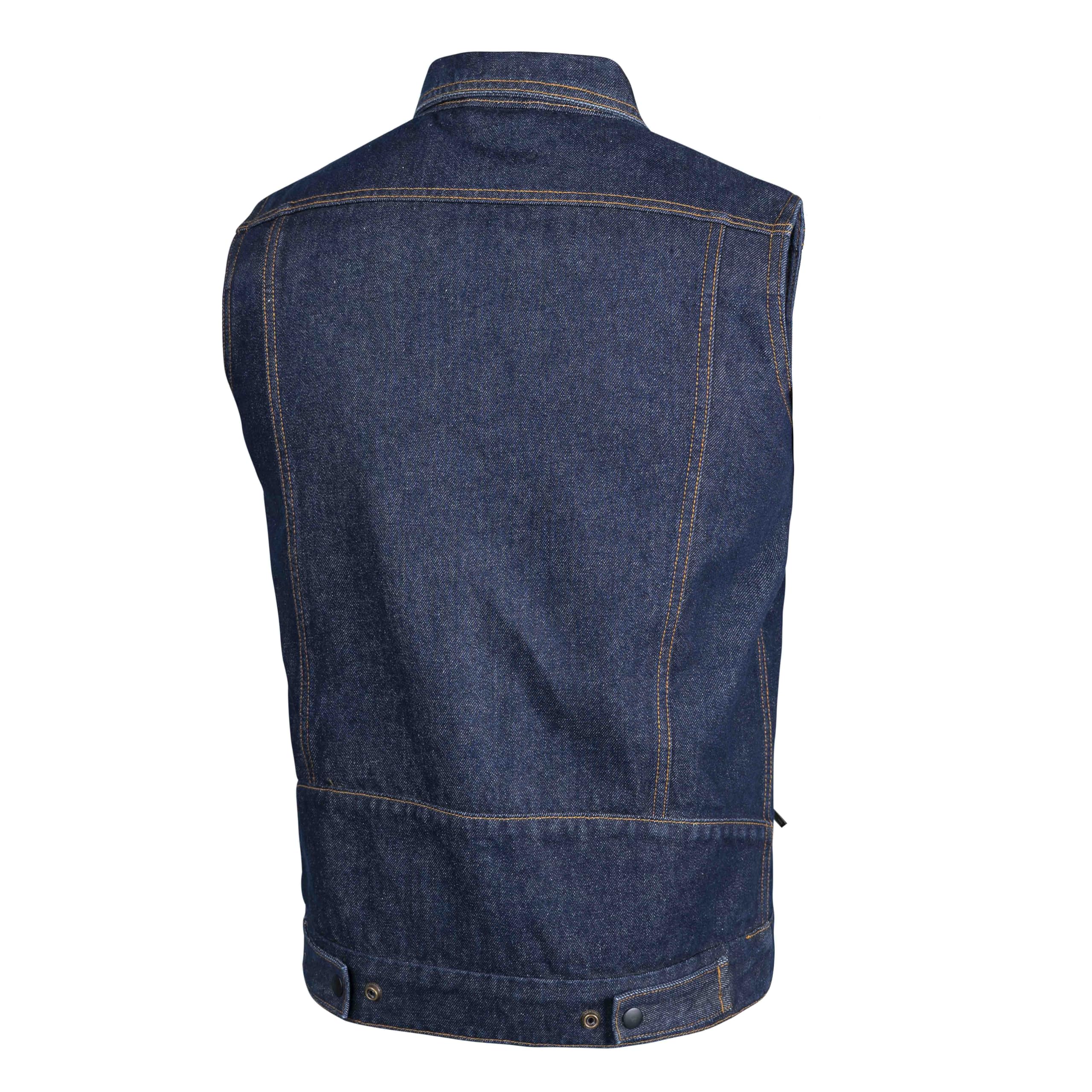 WICKED STOCK Men's Denim Vest True-Blue | Casual Motorcycle Vest | Durable Motorcycle Gear for Men | Perfect for Riding & Outdoor Adventures