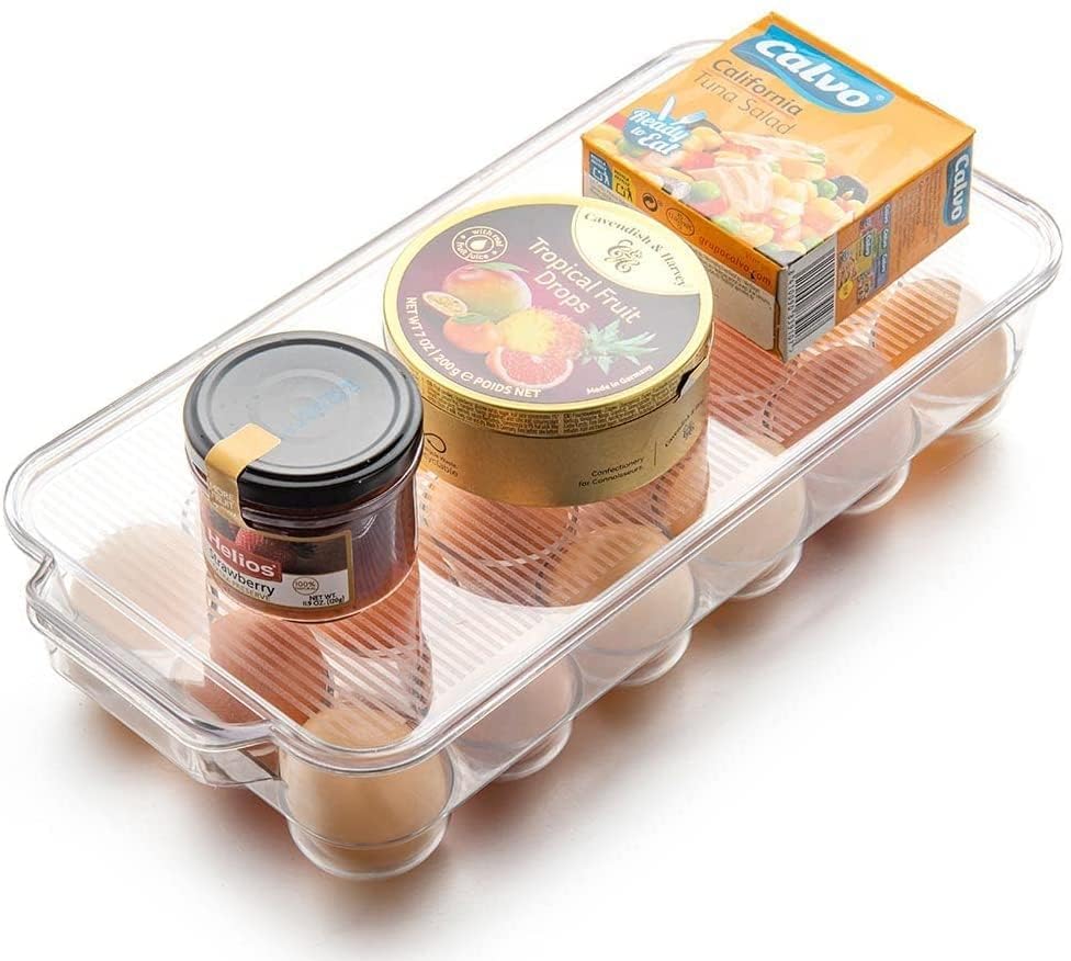 Kepzell Clear Acrylic Egg Storage Container - 18 Egg Capacity Refrigerator Organizer with Lid & Handles, Durable Unbreakable Plastic Egg Tray for Kitchen, Pantry, or Farm Use (Pack of 1)