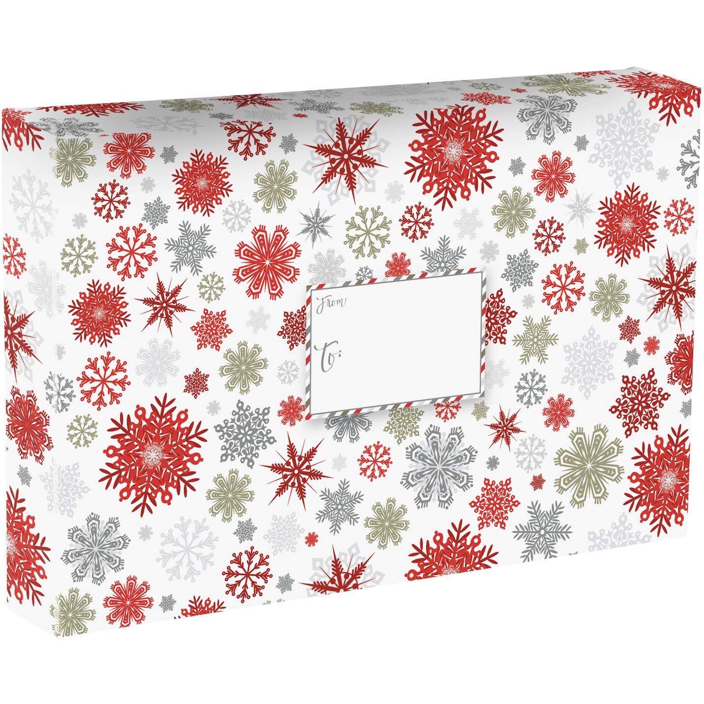 Jillson & Roberts Large Christmas Mailing Boxes with Snowflake Design - 24 Pack for Holiday Gifts, Shipping & Festive Packaging