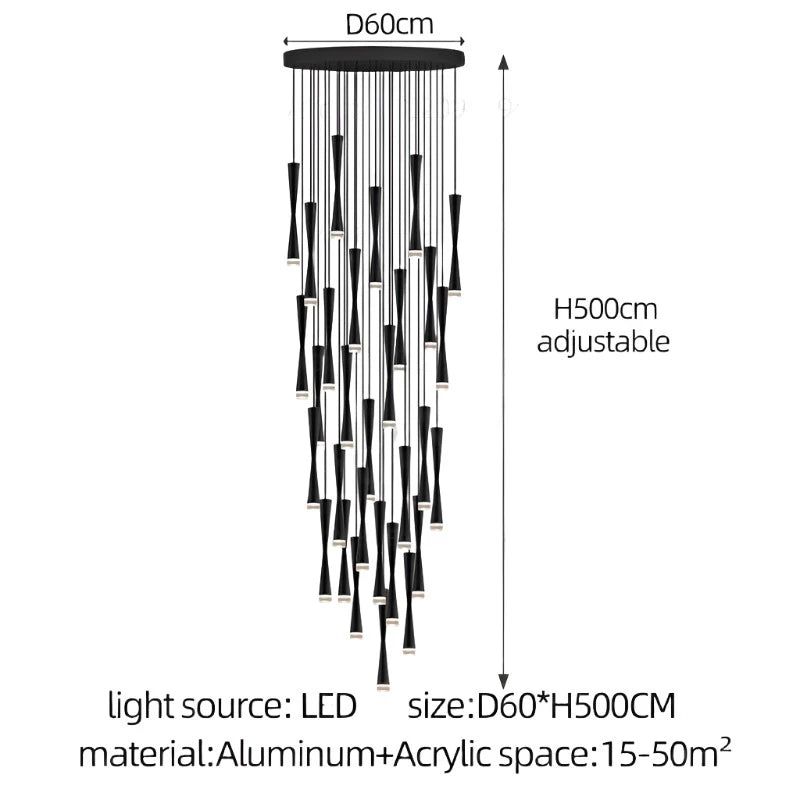 Modern LED Attic Bend Tubes Chandelier Lighting Fixture - Energy Efficient Dimmable Ceiling Light for Living Room, Bedroom & Dining Room Decor