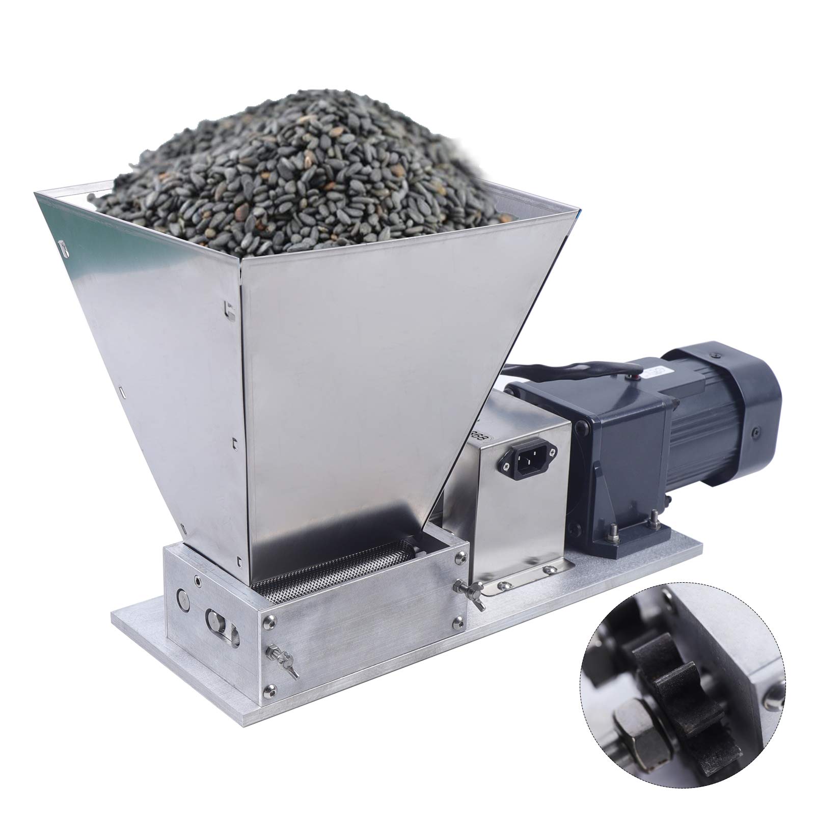 Premium Stainless Steel 2-Roller Electric Grain Mill - Barley Grinder & Malt Crusher for Home Brewing | Multi-Functional Grinder for Cereals, Beans, Spices | Perfect for Beer Brewing, Coffee Grinding & Baking