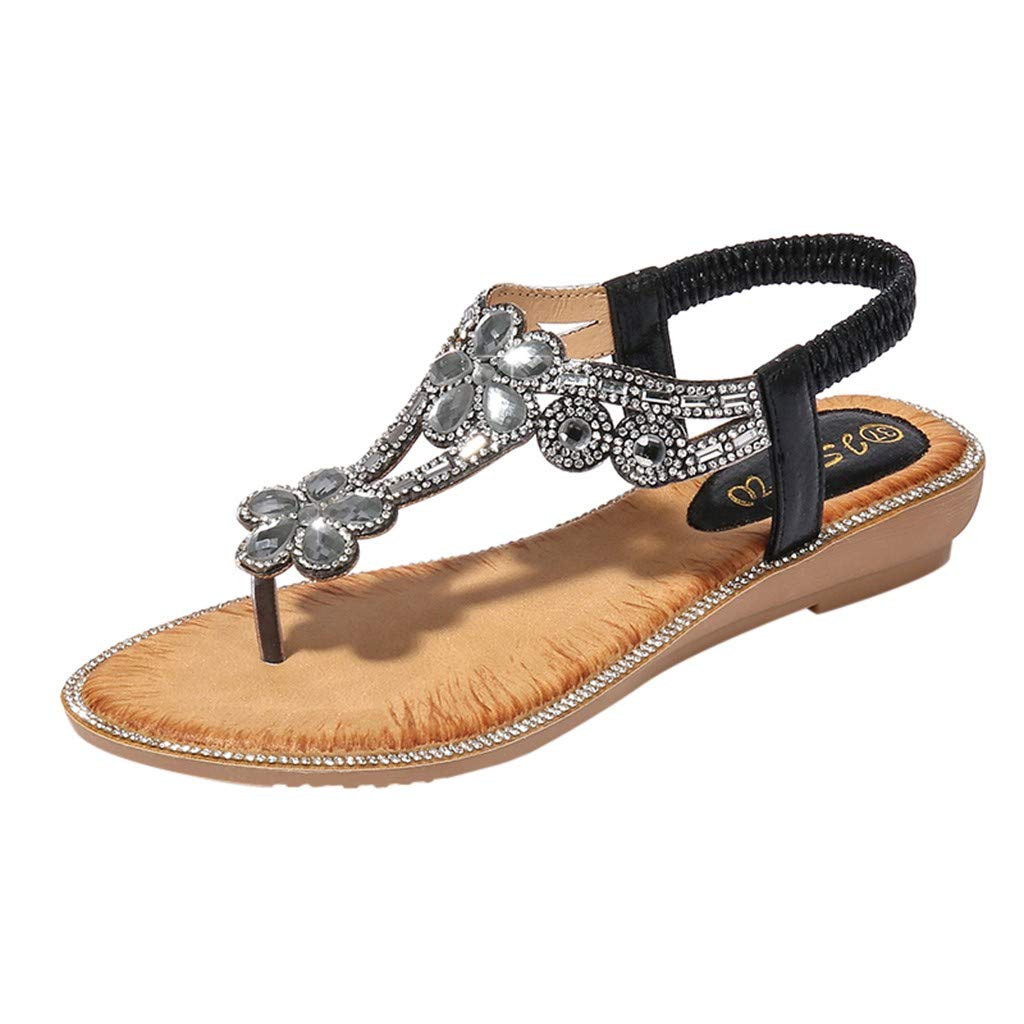 Women's Nude Flat Sandals - Cute Black Chunky Heel Wedge Dressy Sandals for Casual Outings & Summer Vacations