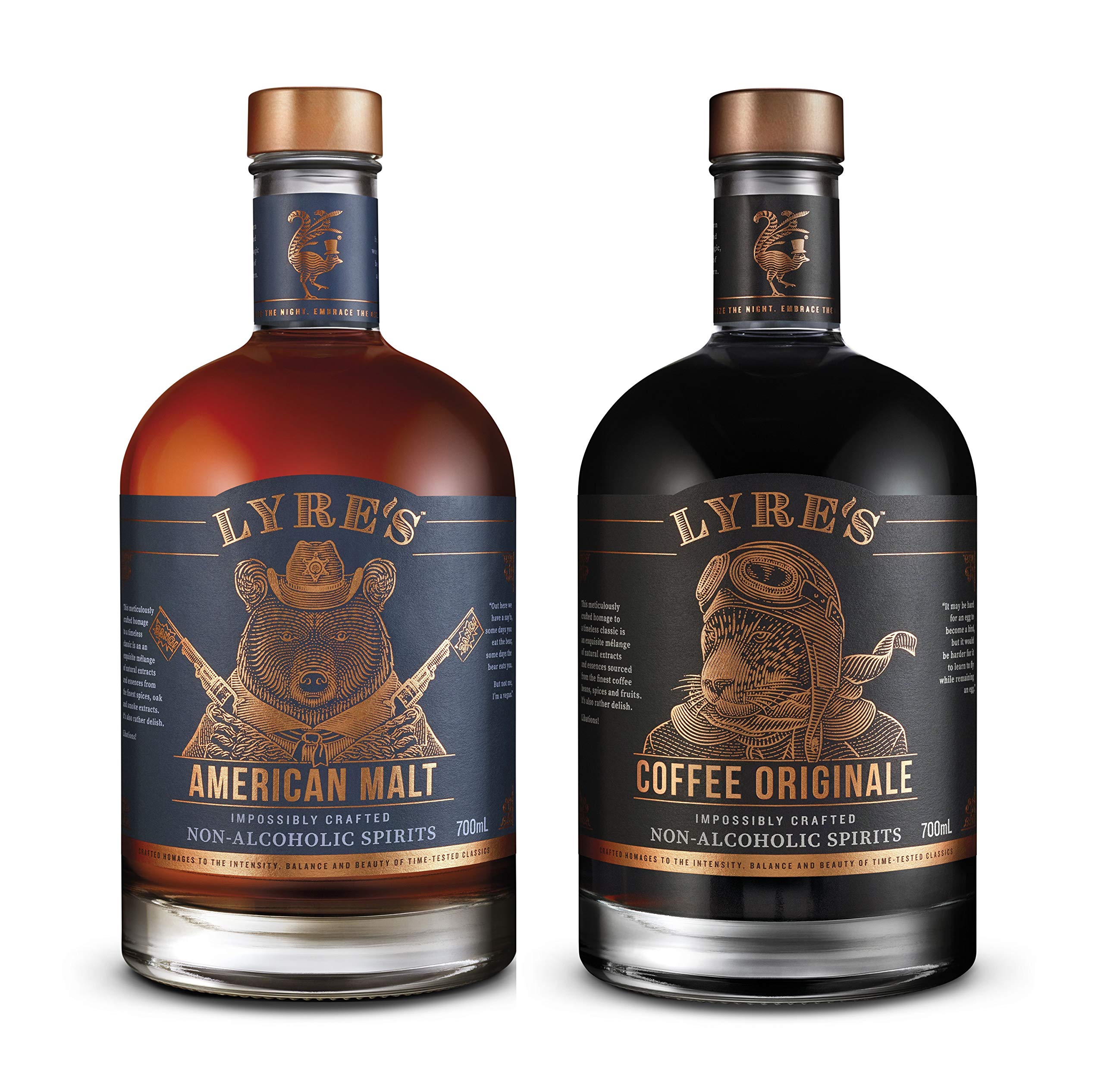 Lyre's Non-Alcoholic Coffee Royale Gift Set (2 Bottles) - Coffee Originale Liqueur Style & American Malt Bourbon Style - Award Winning Alcohol-Free Spirits - 23.7 Fl Oz - Perfect for Mocktails, Sober Celebrations & Thoughtful Gifts