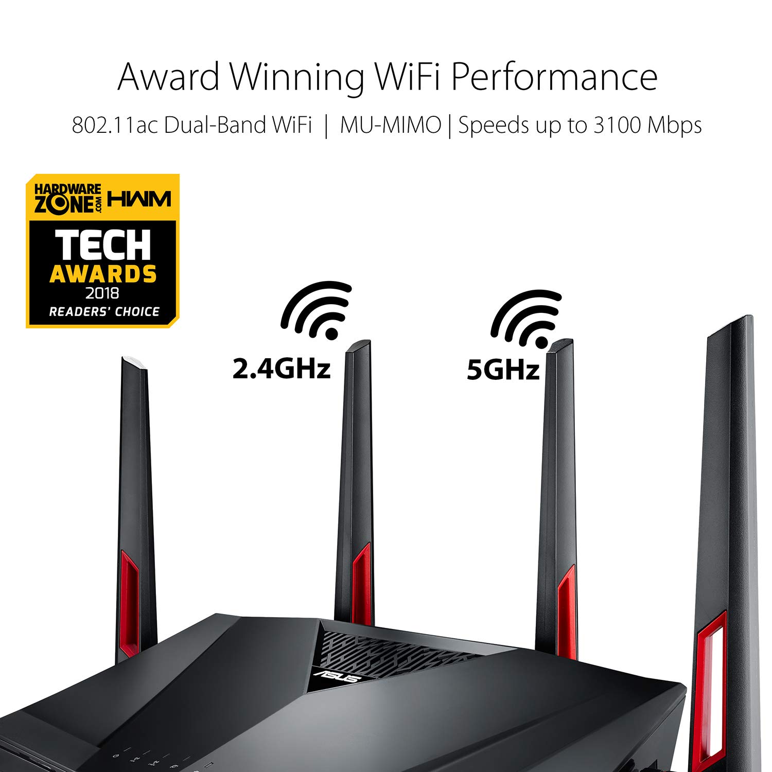 ASUS RT-AC88U AC3100 Dual-Band WiFi Gaming Router - 8 Gigabit LAN Ports, WTFast Game Accelerator, Link Aggregation, Adaptive QoS, App Support, Dual-WAN 3G/4G - Perfect for Online Gaming, 4K Streaming & Smart Home Devices