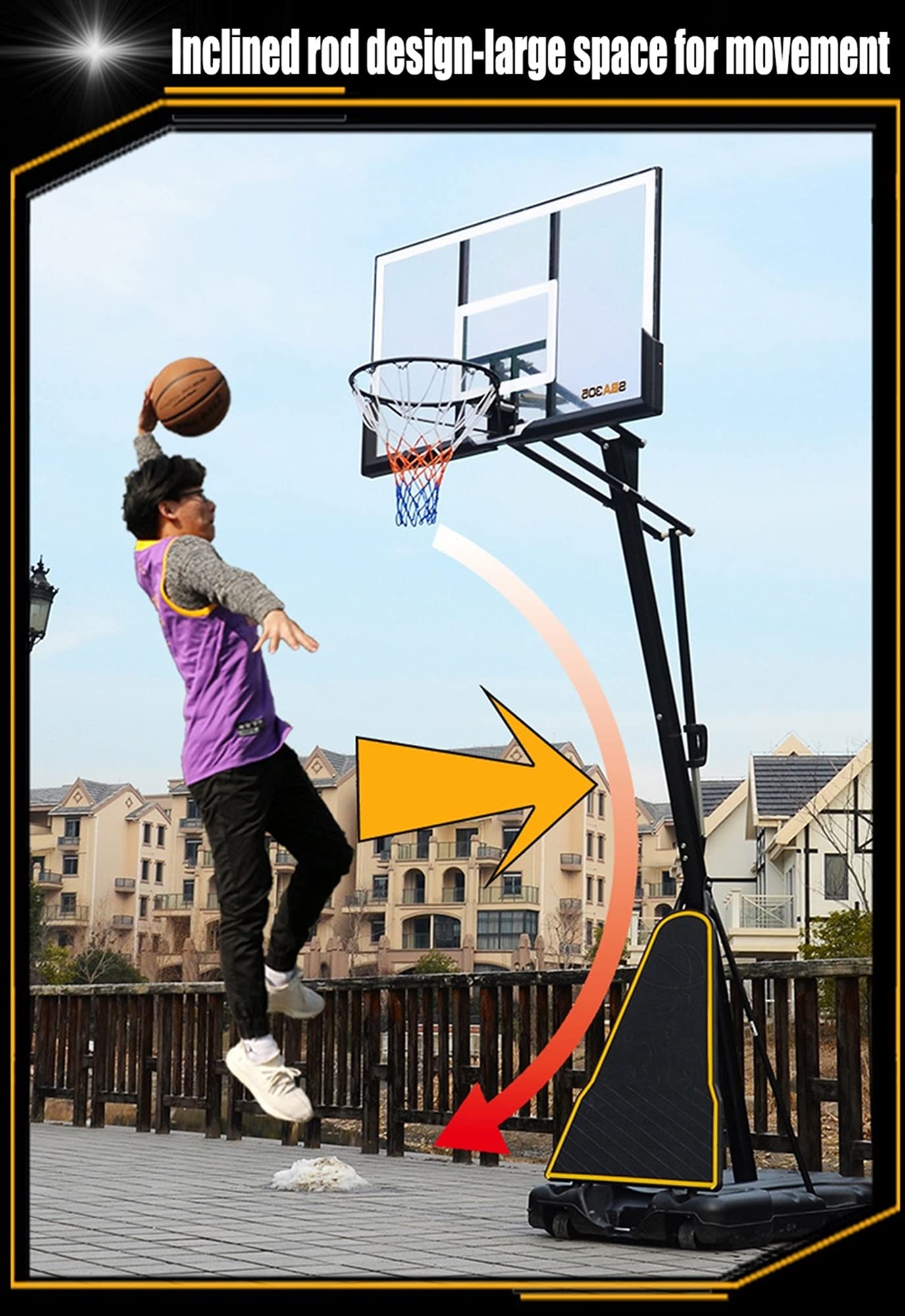 Portable Basketball Hoop Stand - Adjustable Height for Kids & Adults - 51