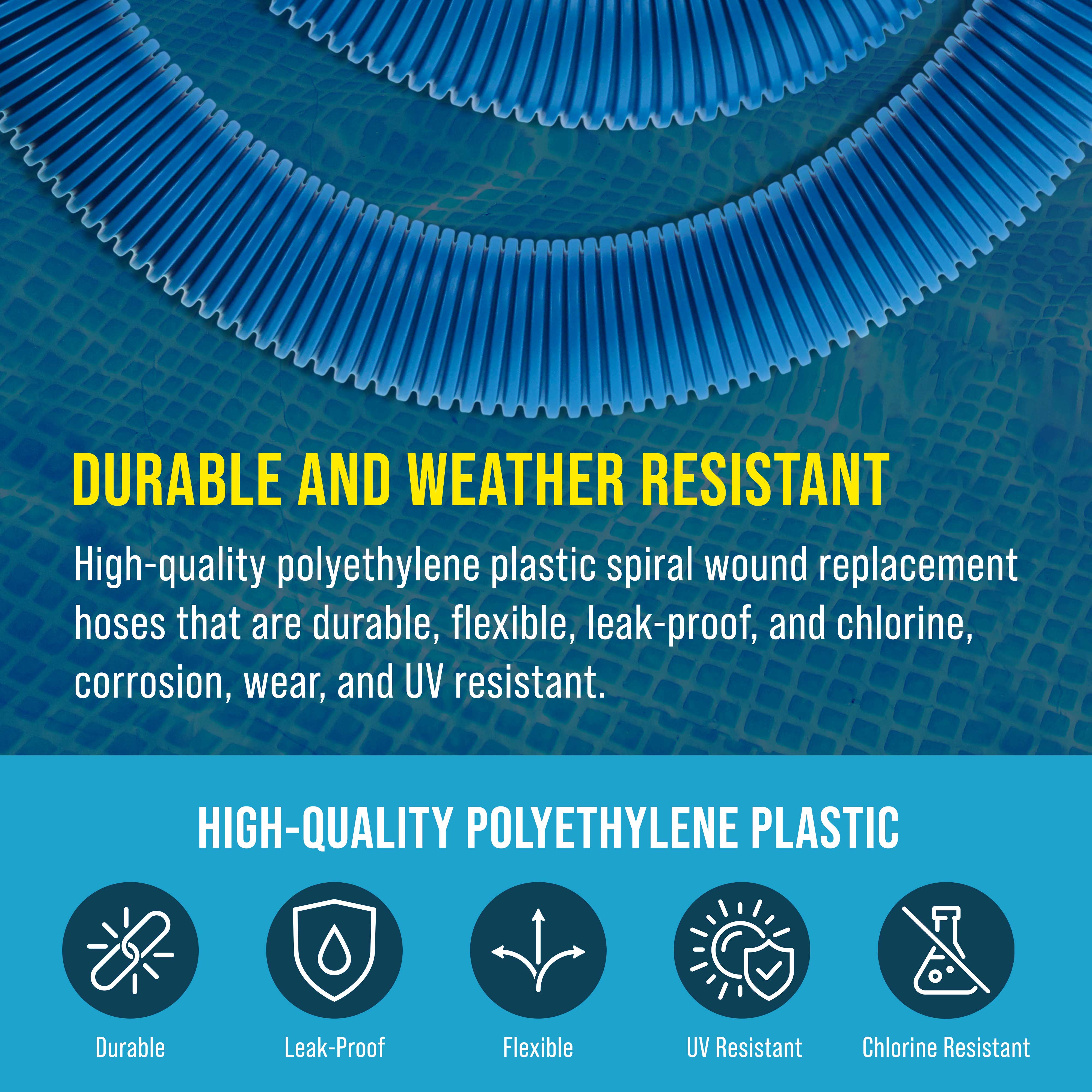 Intex 29060E Compatible Above Ground Pool Hose Replacement - 1.5 Inch Diameter x 59 Inch Long (Pack of 2, Blue) for Pool Filter Pumps, Sand Filters & Saltwater Systems (1,500-2,500 GPH) - Perfect for Summer Backyard Swimming Pool Maintenance