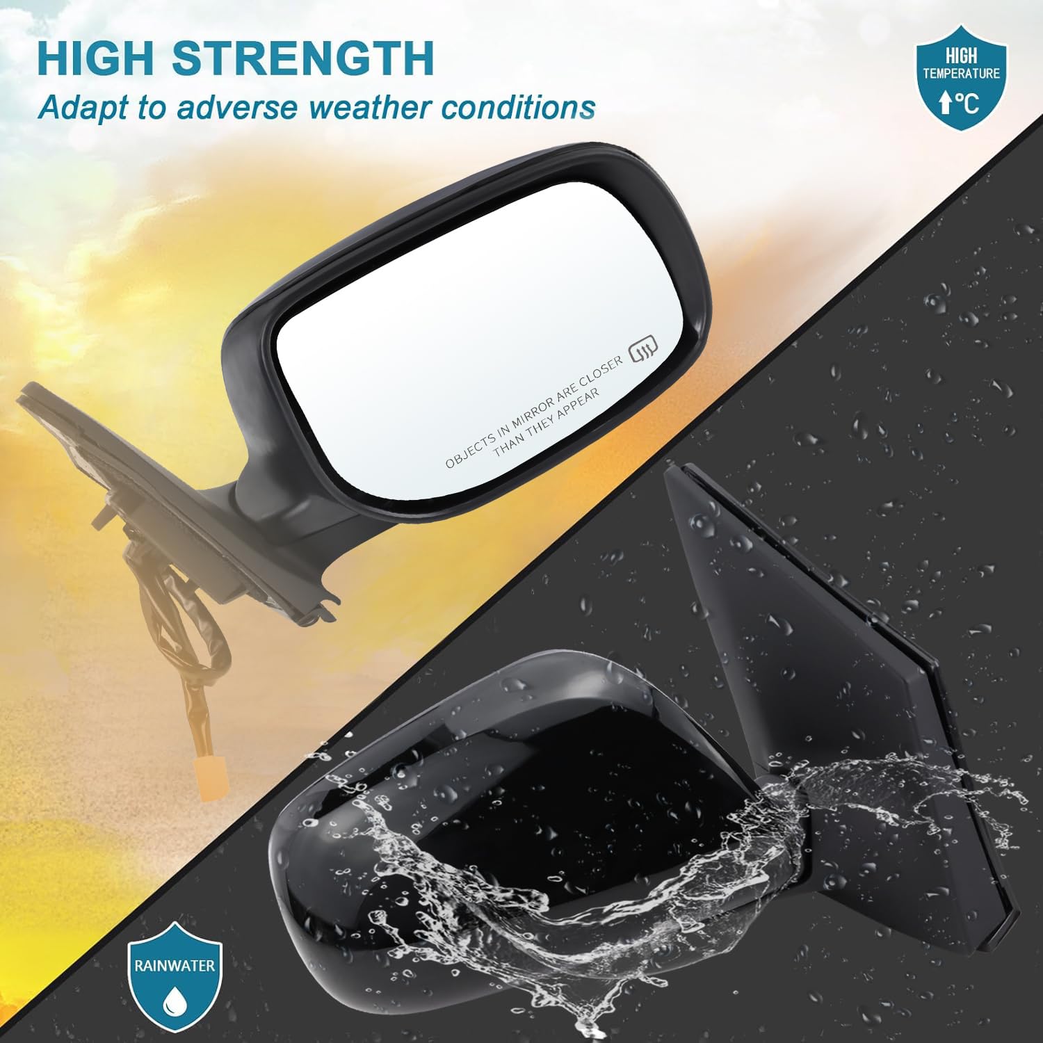 Right Passenger Side Mirror Replacement for 2009-2013 Toyota Corolla - Power Glass, Manual Folding, Heated, Black (5-Pin Connector #8790802B01) - Perfect for Daily Commuting and Road Trips