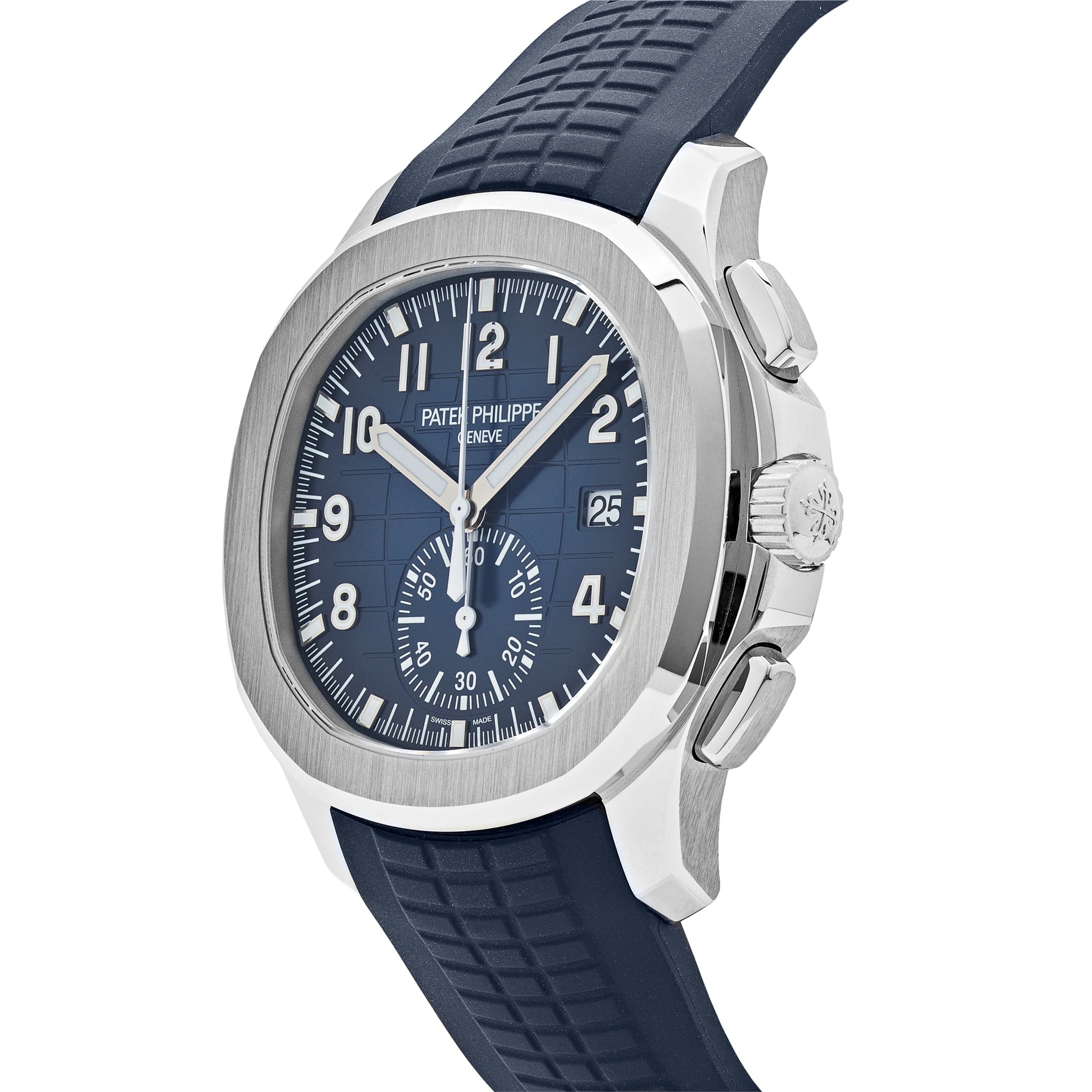 Patek Philippe Aquanaut 5968G-001 Men's Watch - White Gold Case, Blue Dial, Uncut Strap - Luxury Sports Watch for Business & Formal Occasions