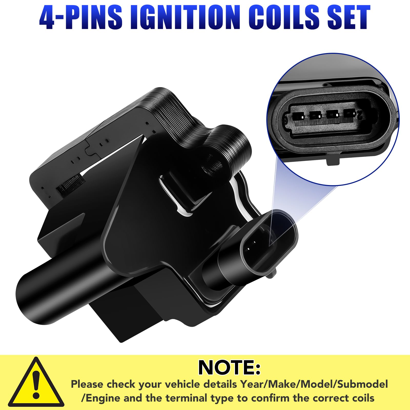 8-Piece Square Ignition Coil Set for Chevy Silverado Avalanche Suburban Tahoe GMC Sierra Yukon 1500 Escalade (2000-2007) - Compatible with 4.8L 5.3L 6.0L V8 Engines, Replaces UF271 D581 - Perfect for Engine Performance Upgrades & Maintenance