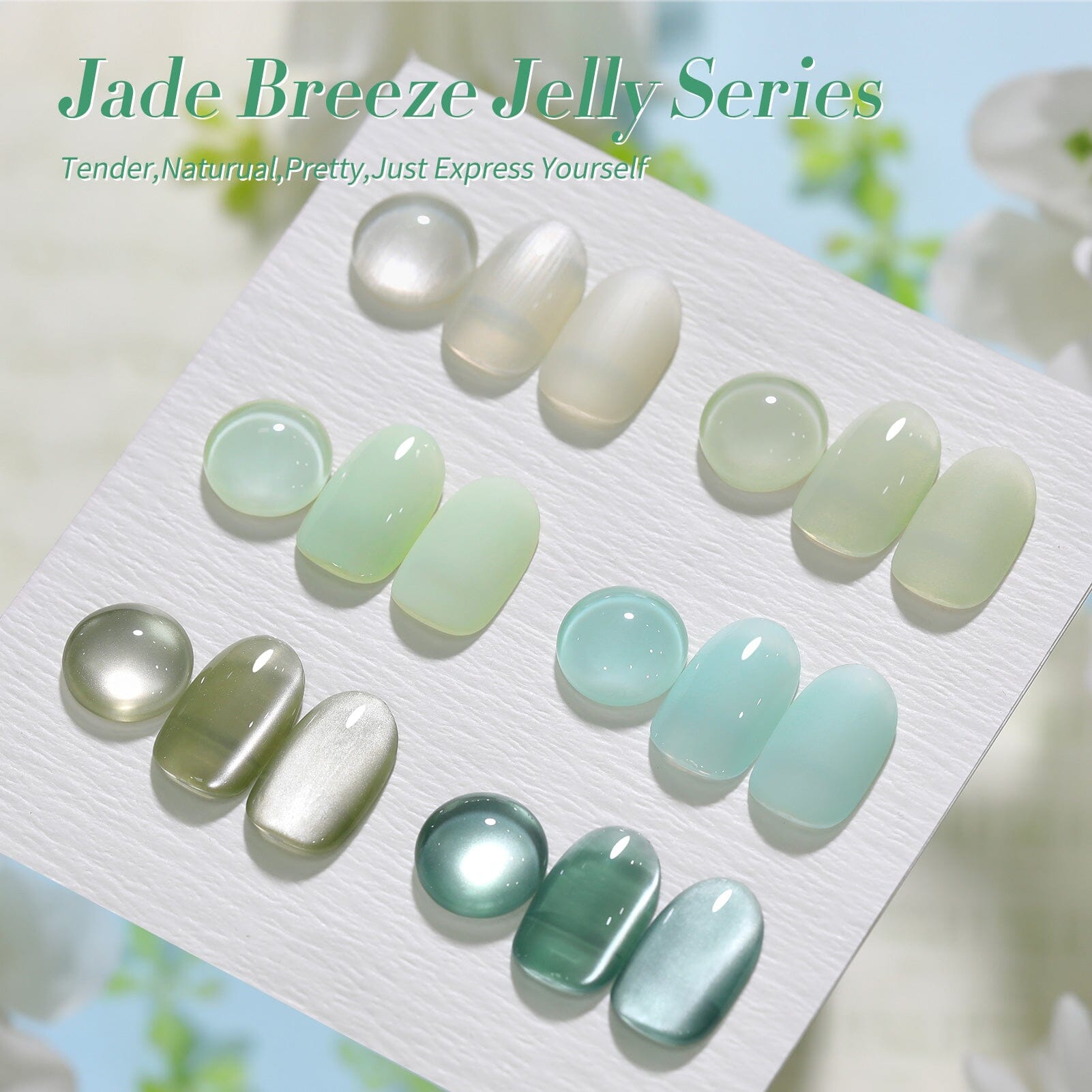 6 Colors Jelly Gel Polish Set - Jade Breeze 7ml Nail Polish Kit for Long-Lasting Manicure, DIY Nail Art at Home or Salon Use
