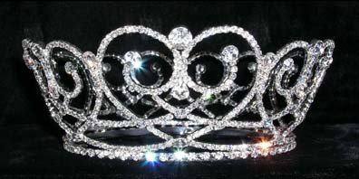13540 - Elegant Gated Hearts Crown for Women | Vintage-Inspired Bridal Tiara | Perfect for Weddings, Prom, Pageants & Special Occasions