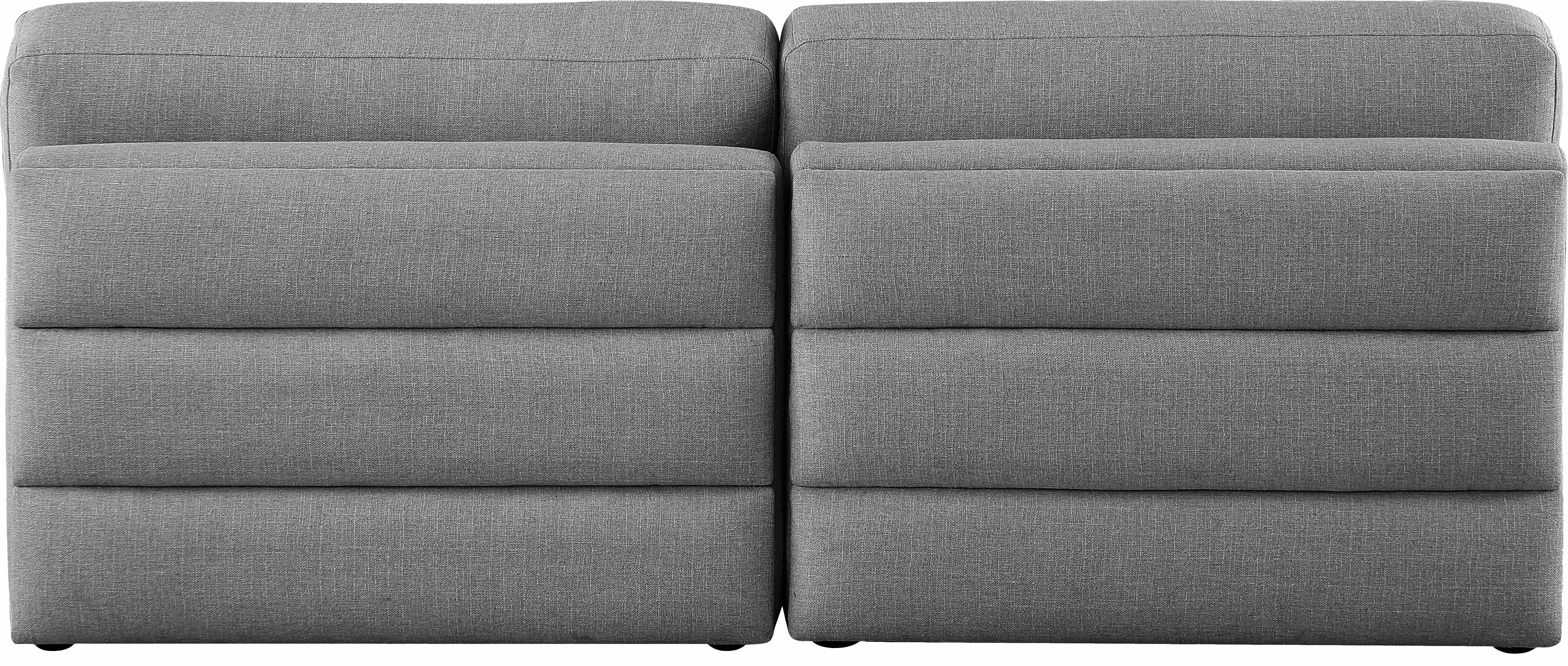Beckham Durable Linen Textured Fabric Modular Sofa - Modern Sectional Couch for Living Room, Lounge & Home Theater (Gray)