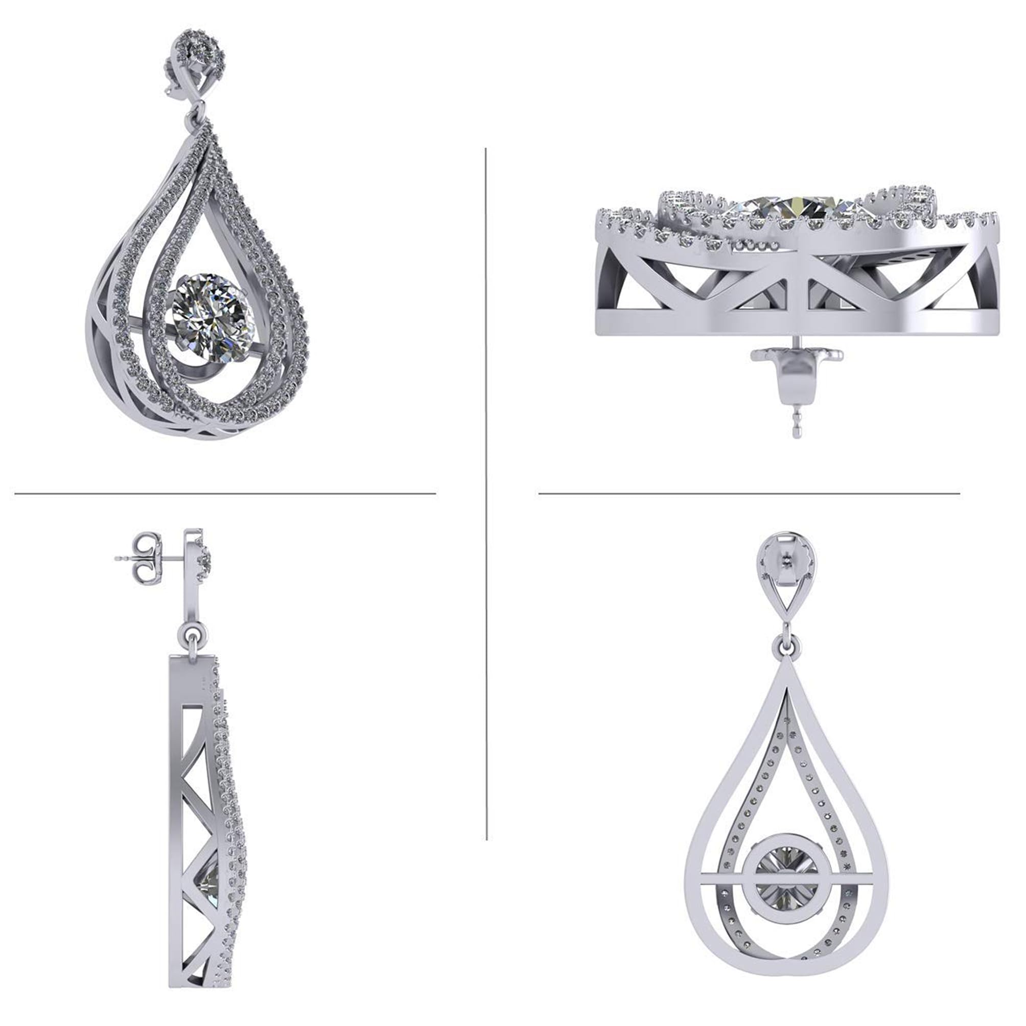 Central Diamond Center Chandelier Earrings - Sterling Silver Simulated Stone Dangle Earrings for Women | Perfect for Parties, Weddings & Evening Events