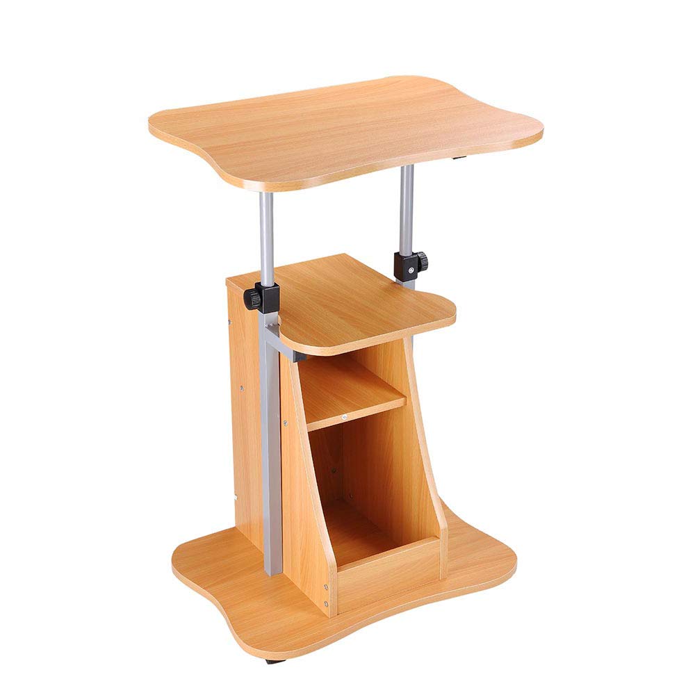 Instahibit Adjustable Height Mobile Laptop Desk with Storage - Rolling Computer Stand Cart for Home Office, Gaming, and Study Use