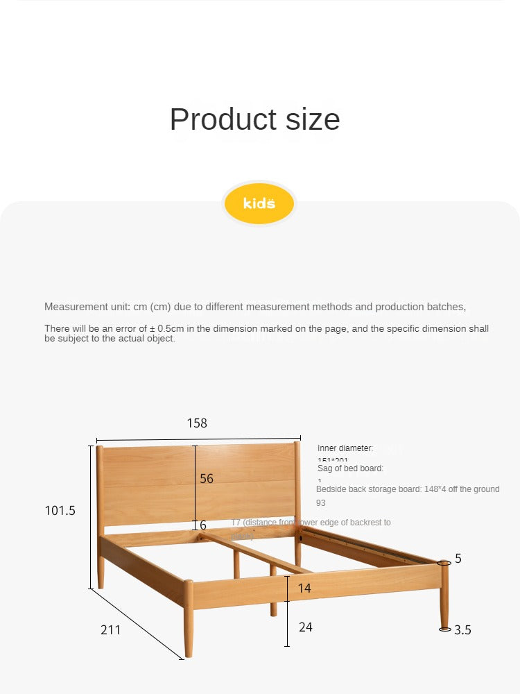Solid Wood Kids Bed - Beech or Oak Frame - Soft Single Bed for Toddlers & Children - Perfect for Bedrooms, Daycare, or Guest Rooms
