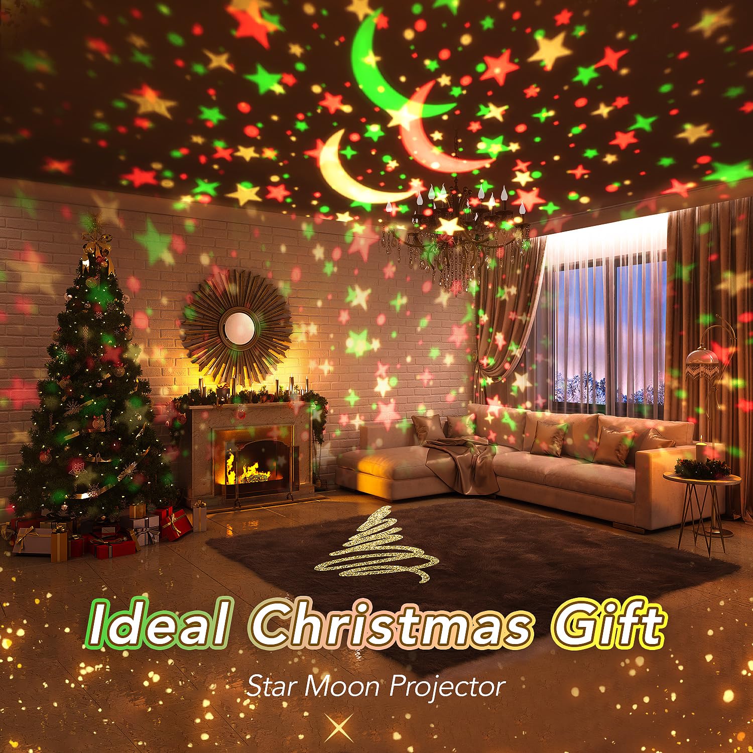 ONEFIRE Kids Night Light Projector with Bluetooth Music, 360° Rotating Star Projector with 48 Colors & Remote Timer - Perfect for Bedroom, Nursery, Sleep Aid & Relaxation
