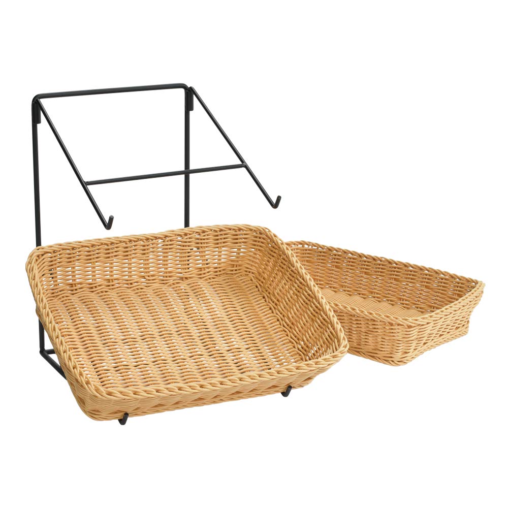 2 Tier Plastic Wicker Baskets Countertop Display - 16