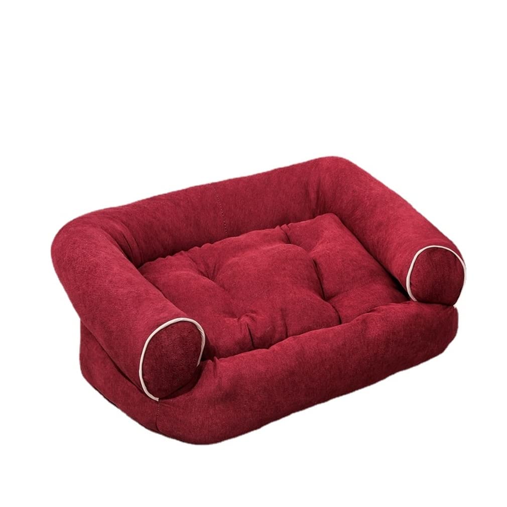 Premium Soft Suede Pet Bed for Cats & Dogs - Luxury Warm Dog Bed Chair Sofa for Small, Medium & Large Pets - Easy Clean, Anti-Hair Design (Wine Red) - Perfect for Living Room, Bedroom & Pet Nook Comfort